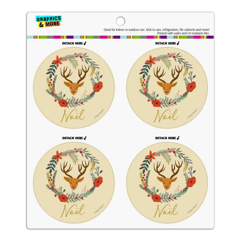 Christmas Noel Deer in Wreath Refrigerator Magnets - Festive Holiday Vinyl Fridge Magnet Set for Home, Office & Dorm Decor - Perfect for Christmas Decorations, Gifts & Winter Season