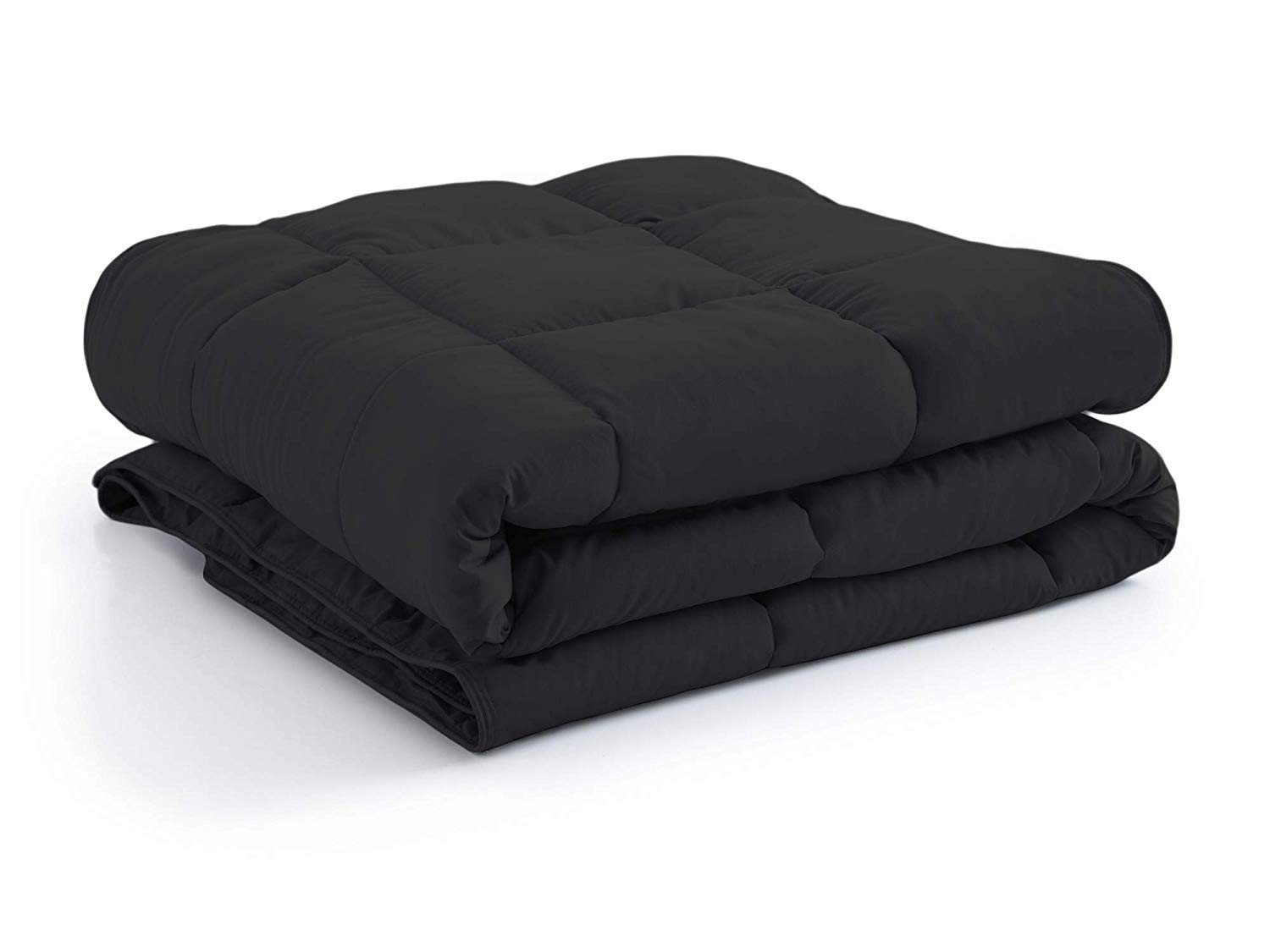 Premium Super Soft Goose Down Comforter Set - 300 GSM 600 Series Lightweight Quilt - 100% Organic Cotton - Solid Black - California King Size | Luxury Bedding for Master Bedroom & Guest Room