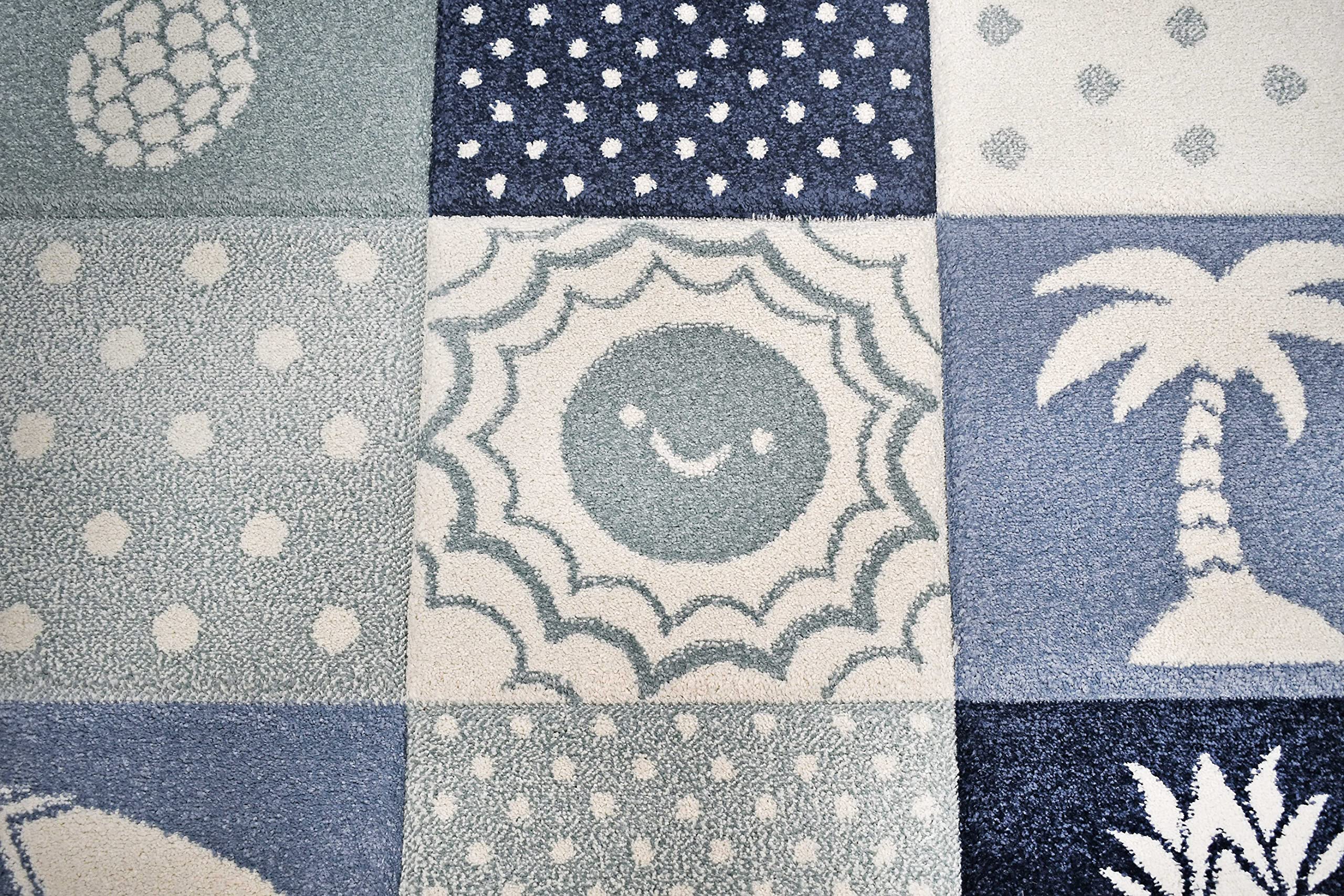 KC Cubs Modern Kids Area Rug - Colorful Non-Slip Nursery Carpet for Boys & Girls - Playroom, Bedroom & Toddler Safe Floor Mat - Island Vibes Design