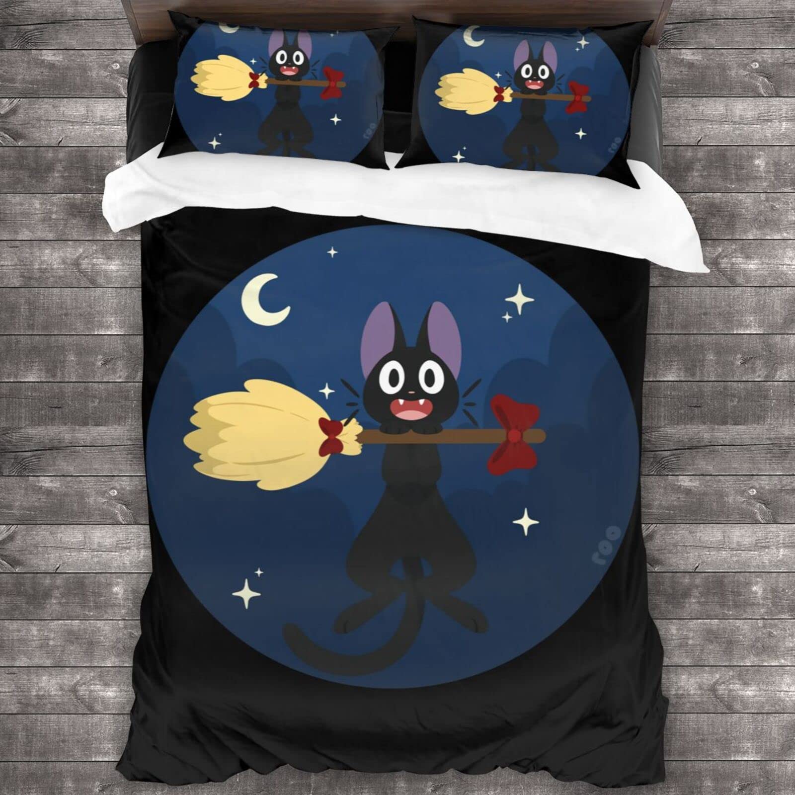 Kiki's Delivery Service Anime Bedding Set - Full Size 3 Piece Comforter Cover + 2 Pillowcases for Kids & Teens - Soft Cartoon Bedroom Decor for Girls & Boys - Perfect for Anime Fans, Sleepovers, and Themed Bedrooms