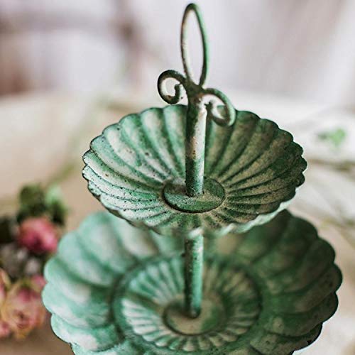 RusticReach Green Iron Two-Tier Decorative Tray for Home & Kitchen - Perfect for Organizing Jewelry, Keys, or Displaying Small Decor Items on Coffee Tables and Vanities