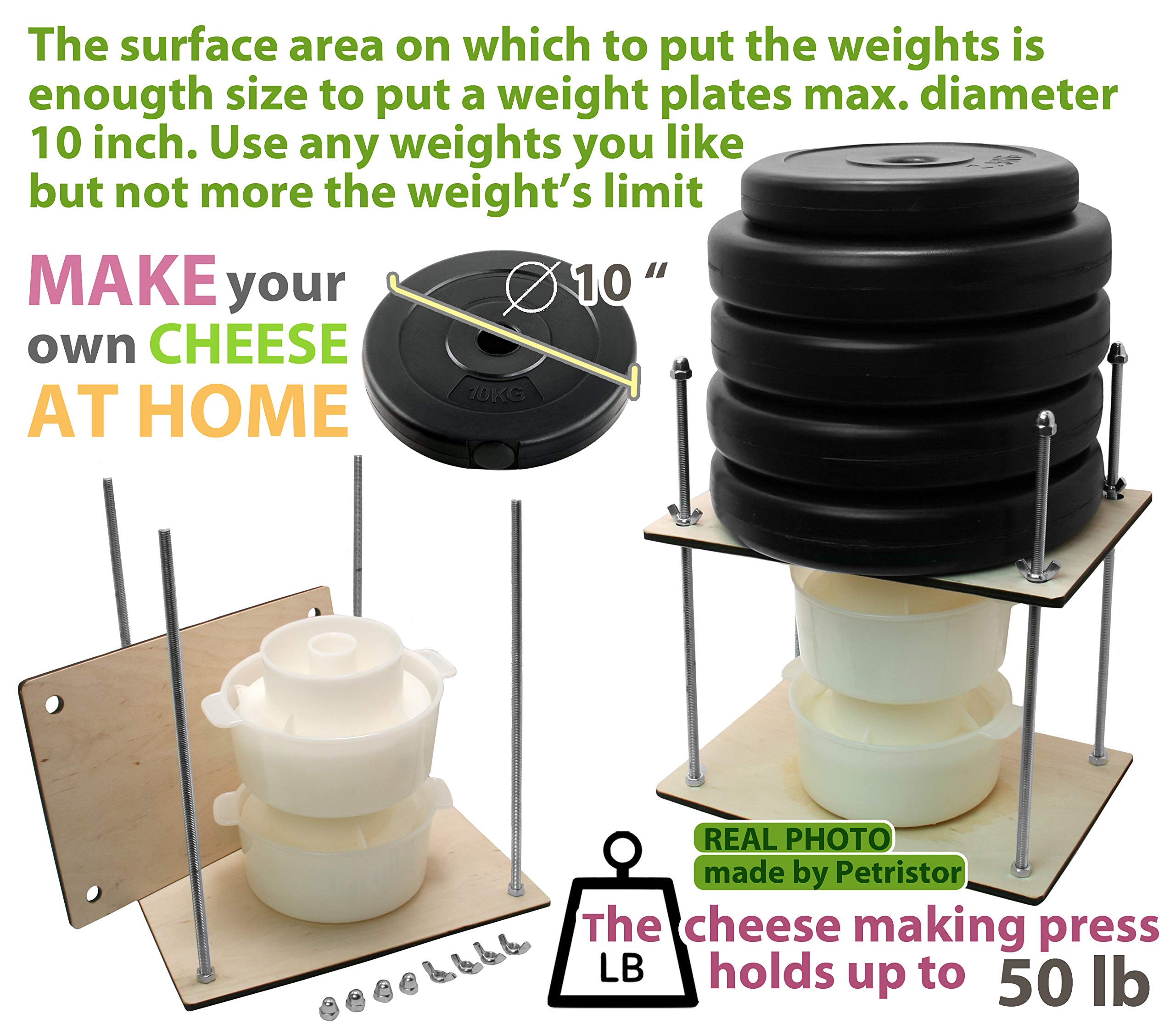 Premium Wooden Cheese Press Kit - 12