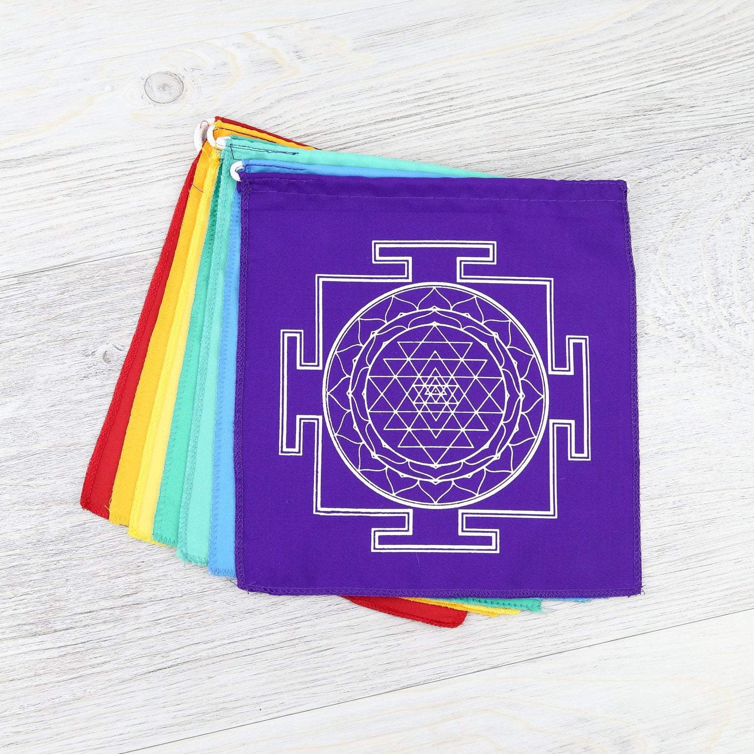 7 Chakra Sacred Geometry Prayer Flags - Spiritual Healing & Meditation Decor for Home, Yoga Studio & Outdoor Space