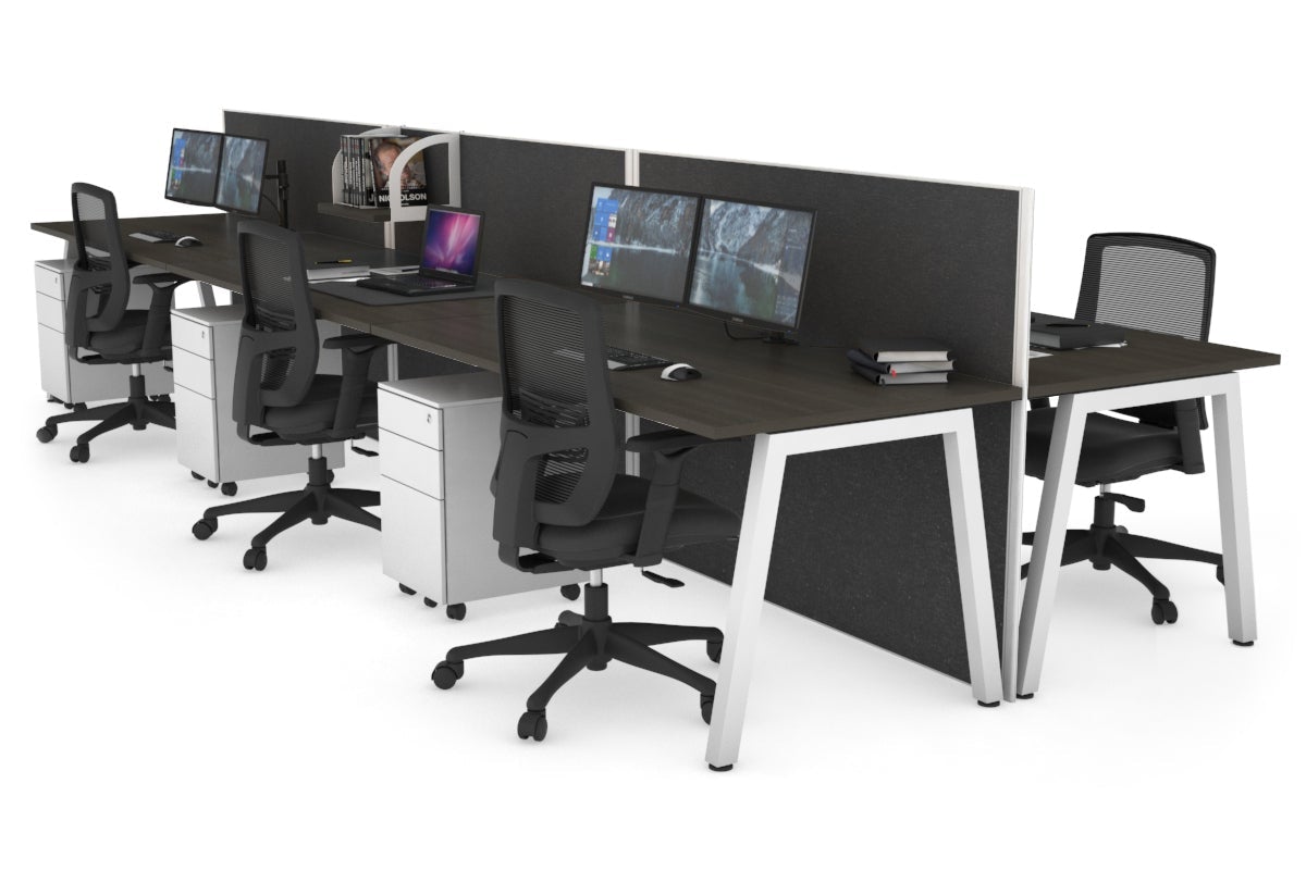 Horizon Quadro 6-Person Office Bench Workstation with Cable Management - 1600mm x 800mm (63