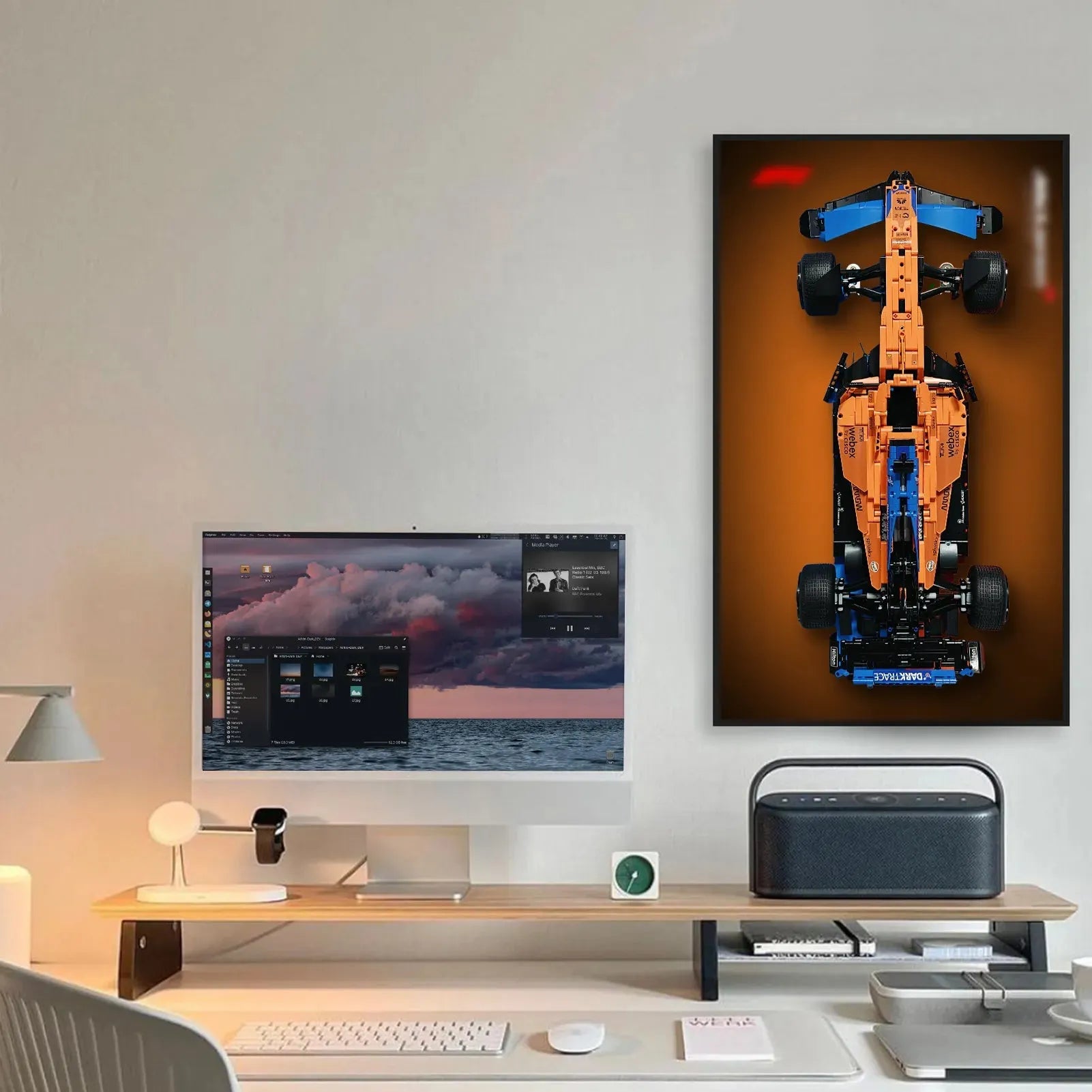 Lego Technic McLaren Formula 1 Race Car 42141 Wall Display Frame - Premium Showcase for Collectible Model Car - Perfect for Home Office Decor, Man Cave, and Gift for Racing Fans