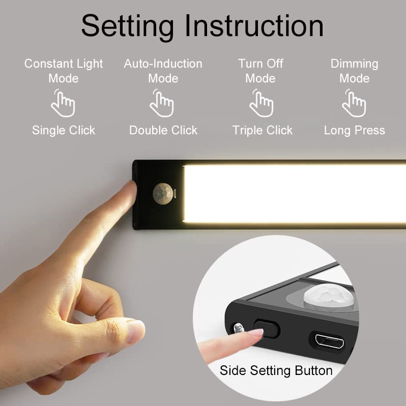 8 Inch Magnetic Under Cabinet Lights - Rechargeable Motion Activated Stick-On LED Lights for Closet, Kitchen, Hallway, Stairs & Car | Perfect for Dark Spaces & Nighttime Navigation