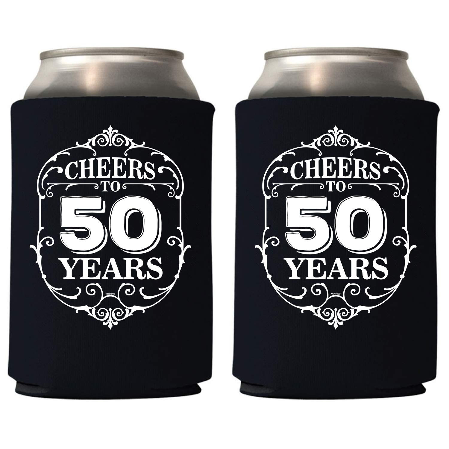 50th Birthday Can Coolie Holder - Cheers To 50 Years Party Decorations, Gift & Favors for 50th Birthday Celebrations - Perfect for Milestone Parties, Anniversary Gifts & Special Occasions