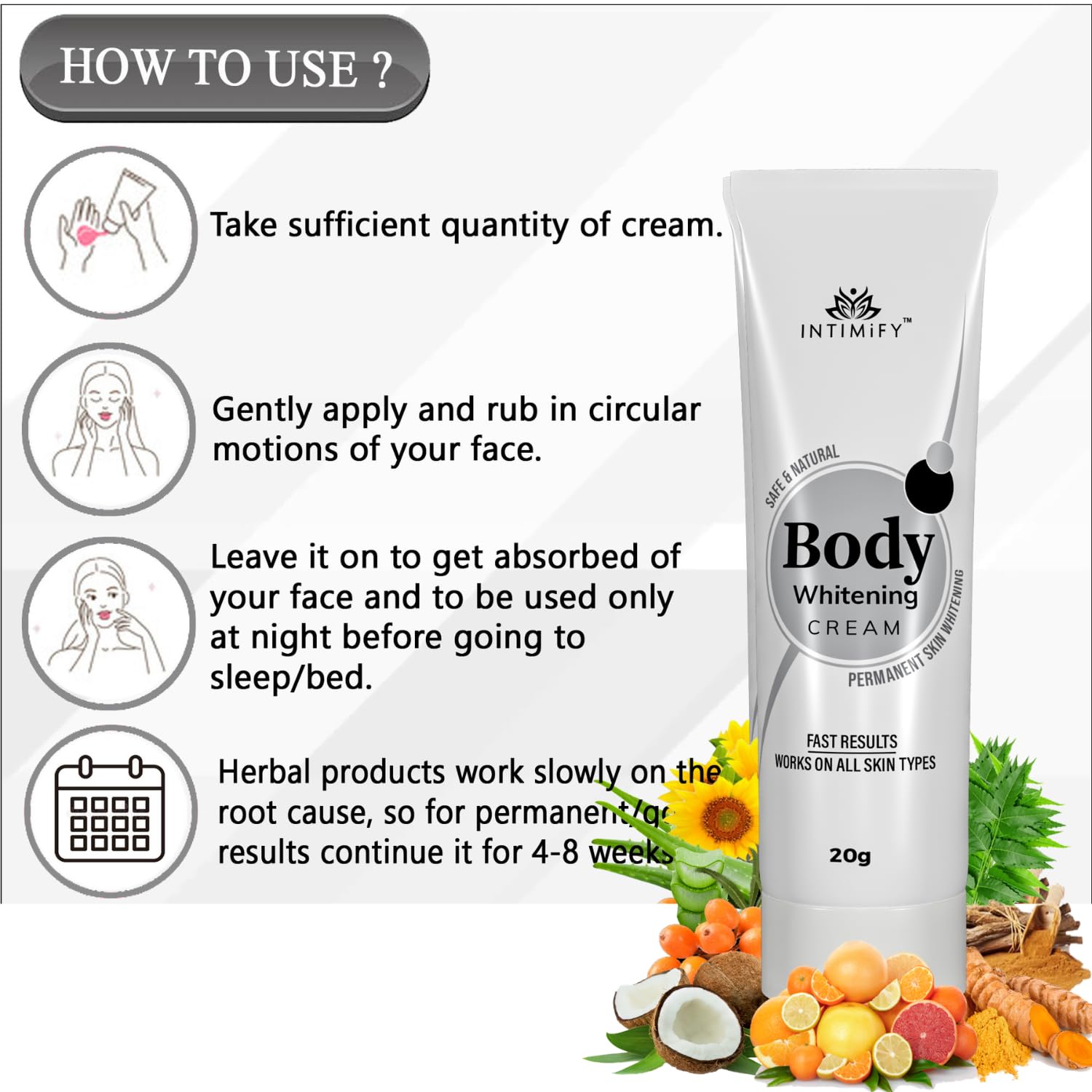 INTIMIFY Skin Whitening Body Lotion for Women with Kojic Acid & Glutathione - 20g Brightening Cream for Even Skin Tone | Perfect for Daily Moisturizing & Dark Spot Correction