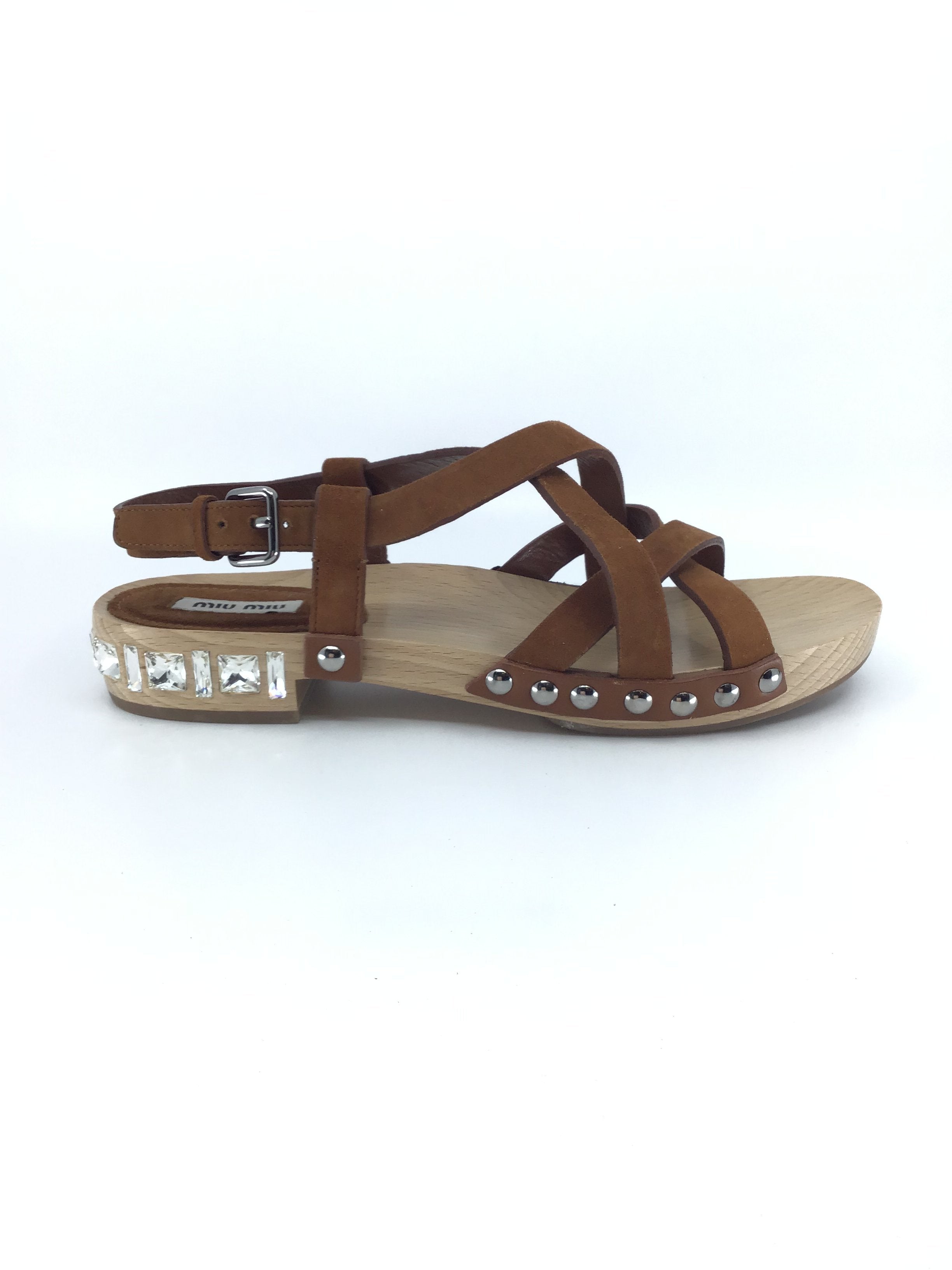 Miu Miu Women's Rhinestone Sandals - Sparkling Crystal Embellished Open-Toe Heels for Parties, Weddings & Special Occasions