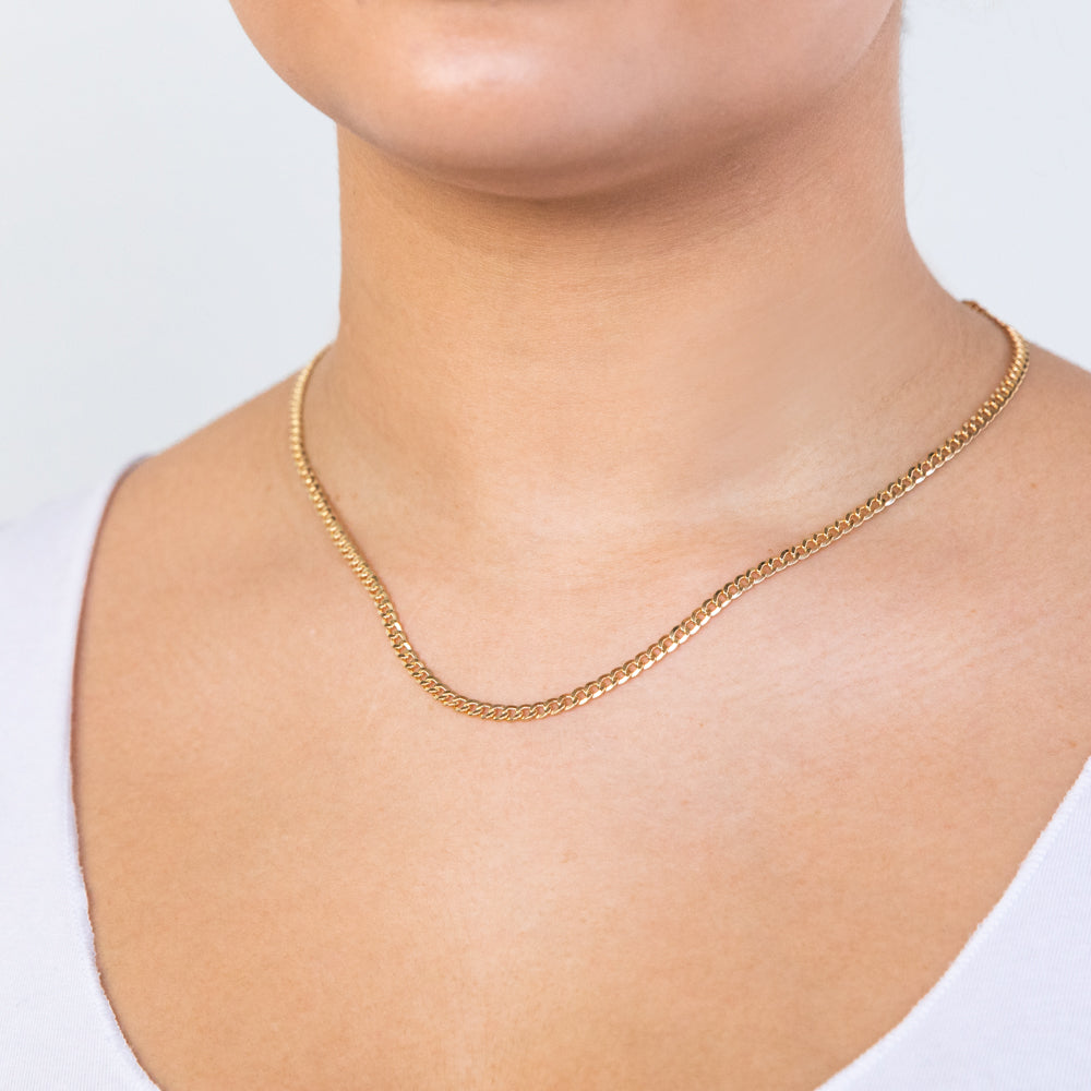 9ct Elegant Yellow Gold Copper Filled Curb Chain 45cm - Perfect for Layering Necklaces, Gift Giving & Everyday Jewelry Wear