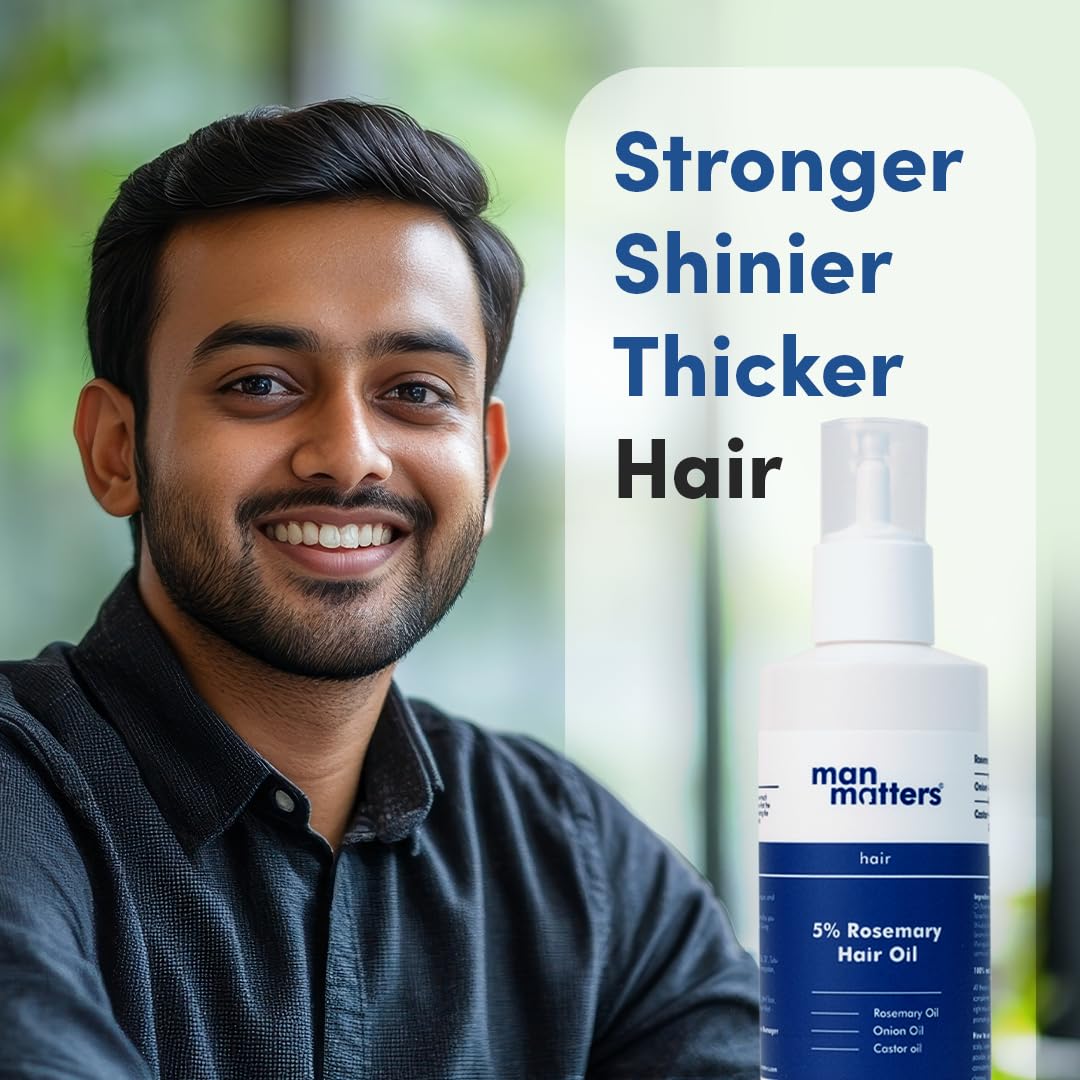Man Matters Hair Growth Oil for Men - 100ml with 0.1% Rosemary Oil, Onion Oil, Bhringraj, Shikakai, Brahmi & Amla | Natural Cold Pressed Treatment to Reduce Hair Fall & Nourish Scalp | Daily Use for Thicker, Healthier Hair