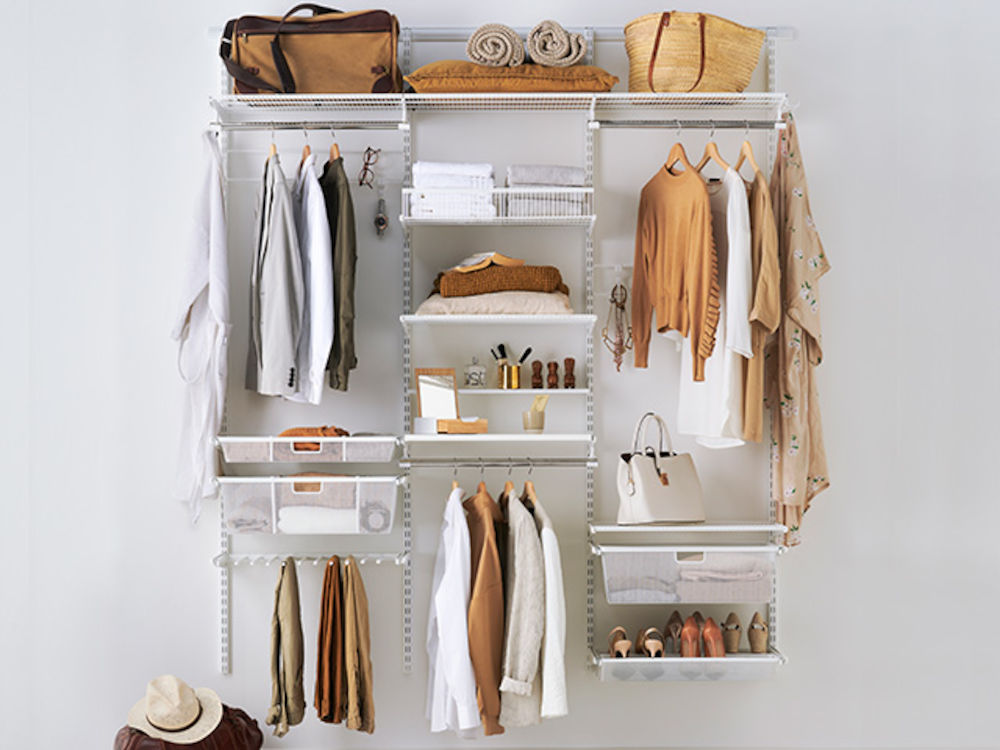 Elfa Basic Wardrobe 3 - 180cm Closet Organizer System with Shelves & Hanging Rod - Perfect for Bedroom, Walk-in Closet & Home Organization (White)