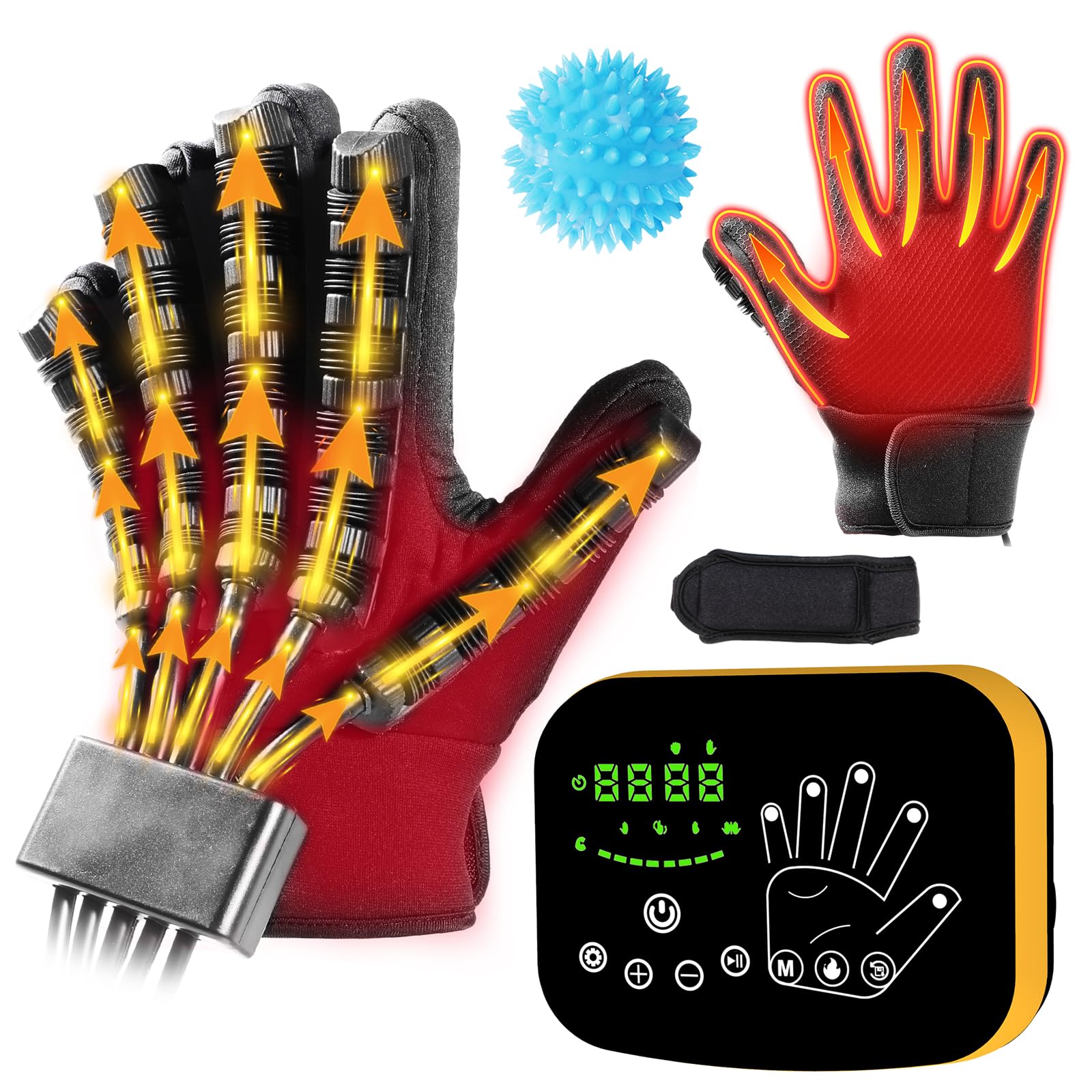 Finger Rehabilitation Device - Electric Heated Hand Orthosis for Arthritis, Cerebral Palsy & Stroke Recovery - Hand Therapy Equipment for Men & Women - Improve Finger Mobility & Pain Relief at Home/Clinic