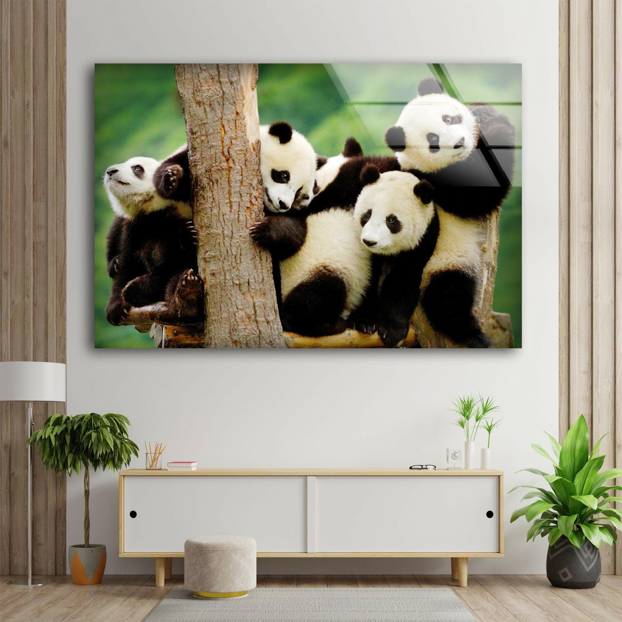 Baby Panda Glass Wall Art - Stunning Handmade Decor for Nursery, Kids Room & Playroom - Perfect Gift for Baby Showers & Birthdays