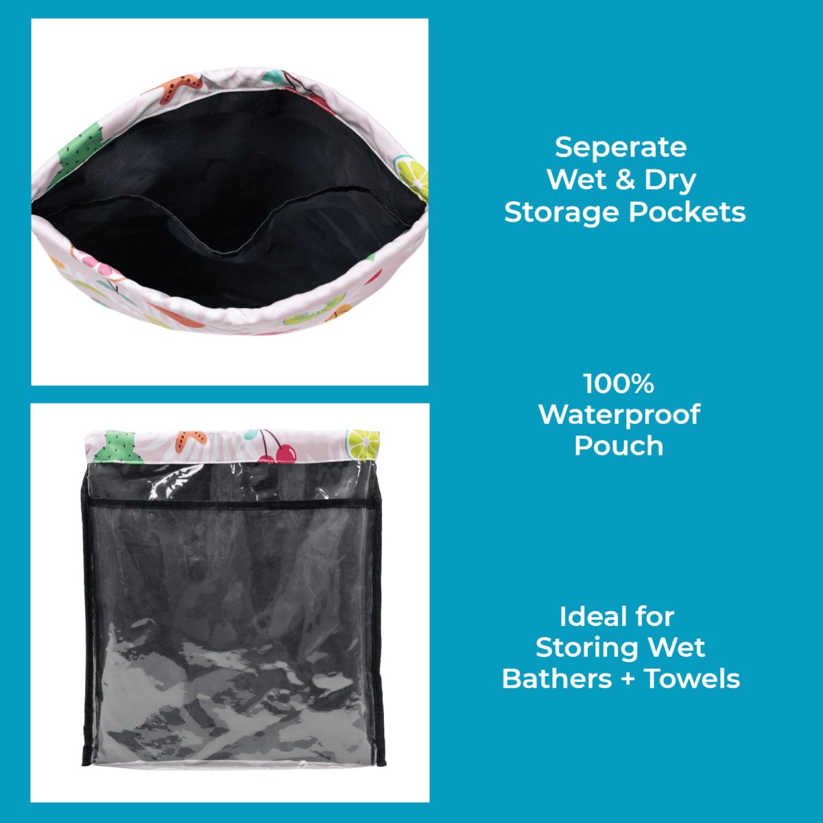 Pinky Drawstring Swim Bag - Waterproof Beach Tote for Women & Girls - Perfect for Pool, Gym, and Travel Accessories Storage