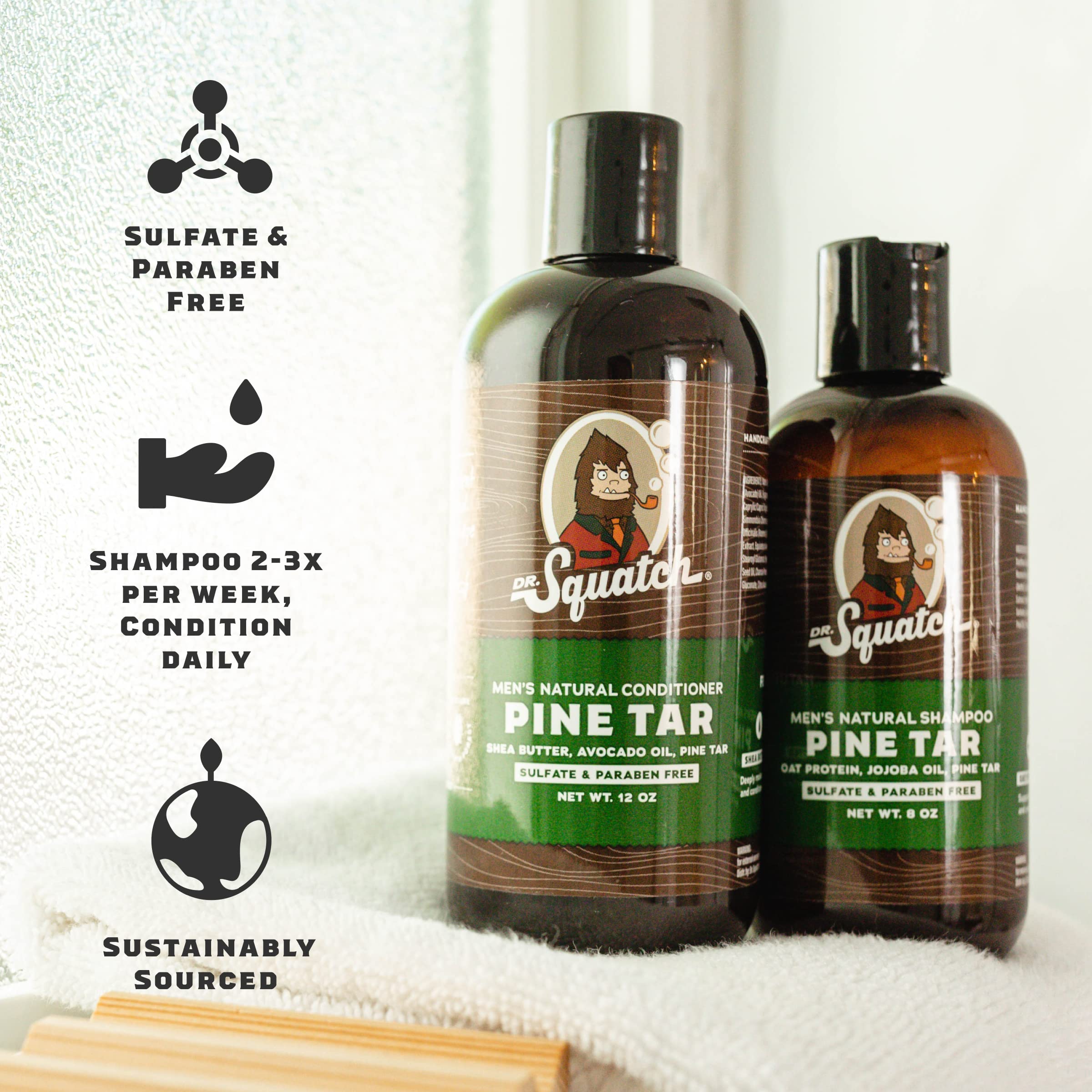 Dr. Squatch Citrus & Cypress Men's Shampoo & Conditioner Set - Natural Hair Care for Thicker, Healthier Hair | Sulfate-Free & Vegan Formula for Daily Use at Home or Gym