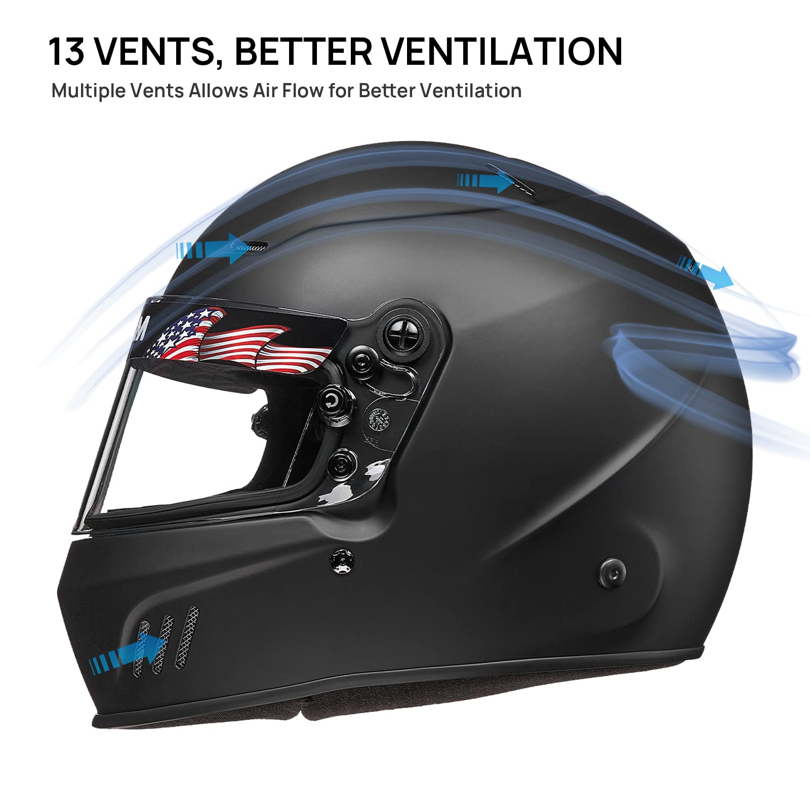 ILM Snell SA2020 Full Face Auto Racing Helmet for Men & Women - Model 760 (Matte Black, Size S) | DOT & SA2020 Certified for Track Racing, Karting & Motorcycle Riding