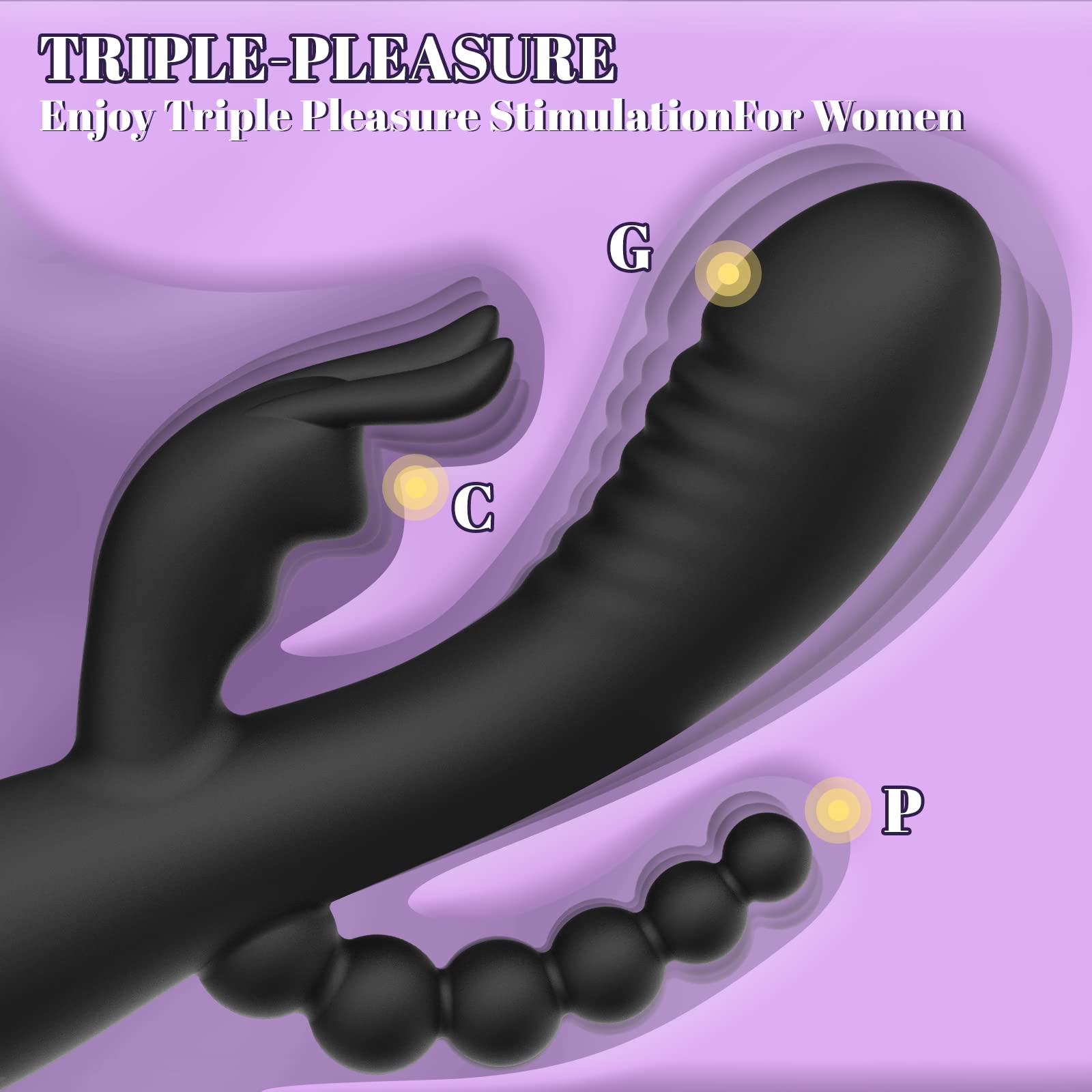 10-Speed Rabbit Vibrator with Clitoral Stimulator - 3-in-1 G-Spot & Anal Massager - Waterproof Rechargeable Silicone Adult Sex Toy for Women & Couples - Perfect for Solo Play & Intimate Couples Games