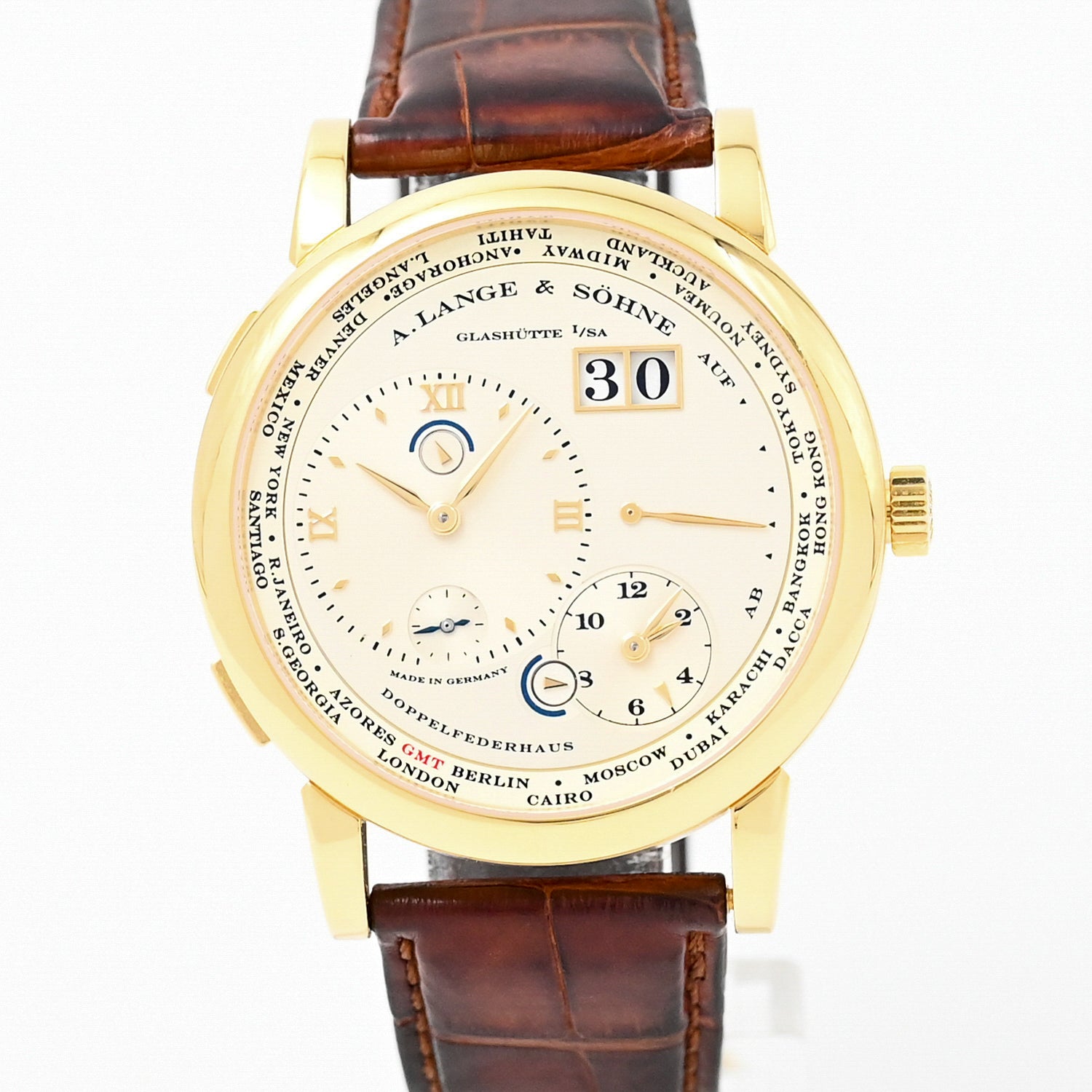 A. Lange & Söhne Lange 1 Timezone Watch - Luxury German Automatic Men's Watch with Dual Time Zone, Date Display & Power Reserve - Perfect for Business Travel & Formal Occasions