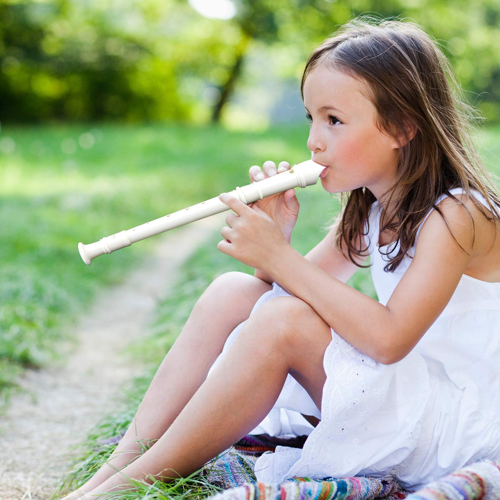 12 Pack German Style 8 Hole Soprano Recorders - White Plastic Descant Flute with Cleaning Rod | Perfect for Beginners, School Music Class, Graduation Gifts & Back to School Supplies | Classroom, Band Practice & Home Learning Instrument