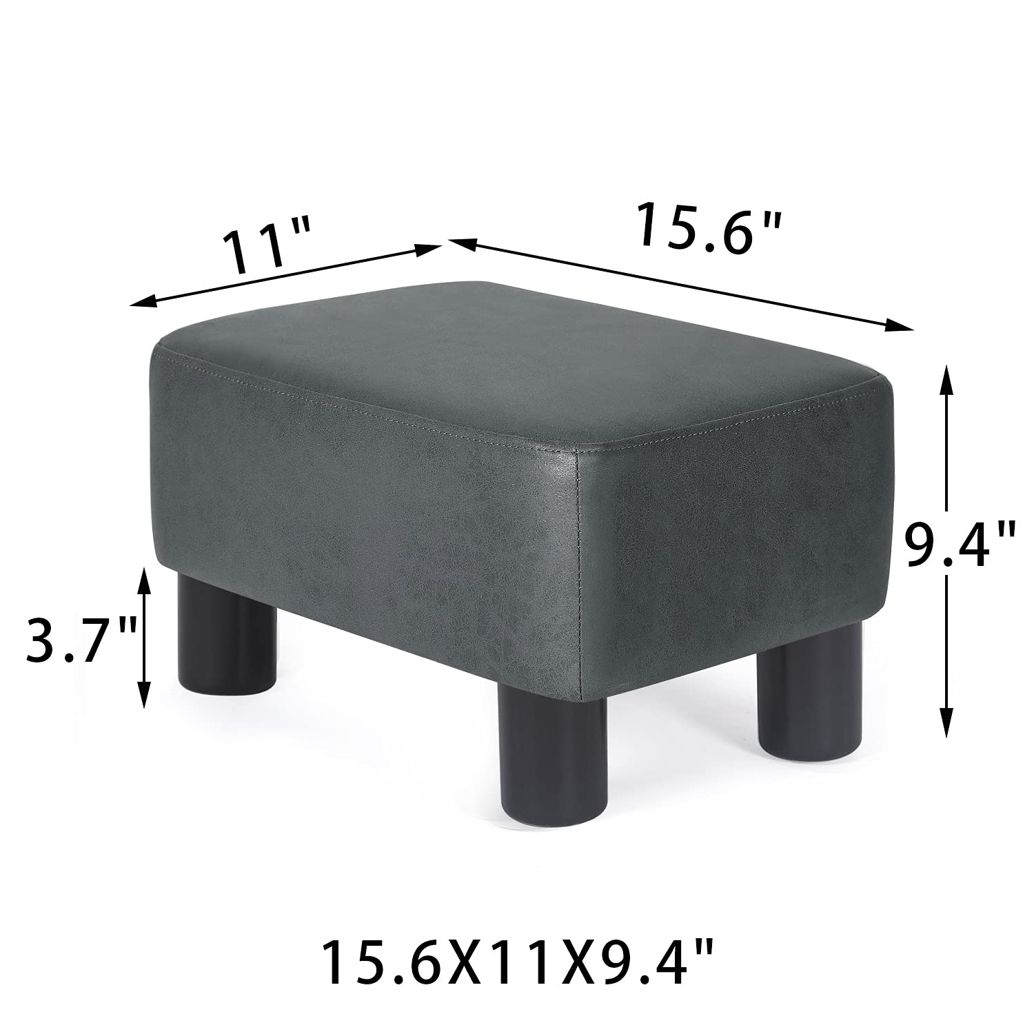 Modern Rectangular Footrest Ottoman - Small Footstool for Living Room, Bedroom & Office - Dark Gray - Ergonomic Support for Relaxing, Reading & Working