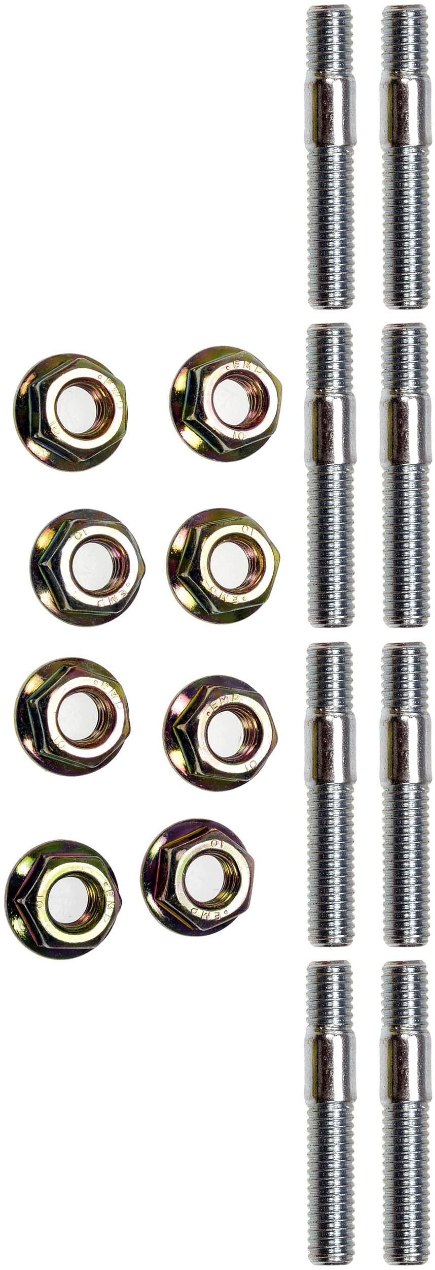APDTY 159104 Exhaust Manifold Stud and Nut Kit (8-Piece Set) - Compatible with Ford, Chevy, Dodge - Perfect for Engine Repair & Performance Upgrades