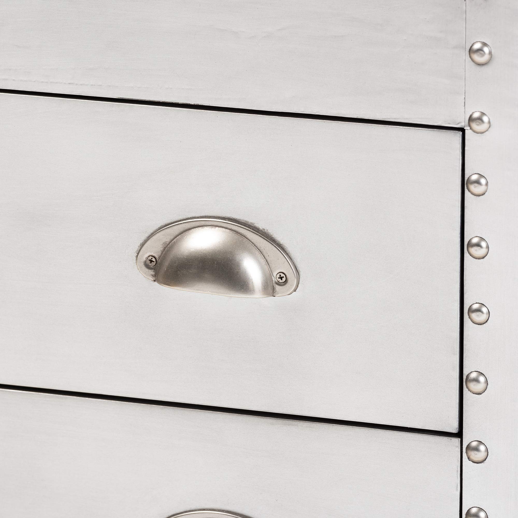 Baxton Studio Multipurpose Shelving and Storage Cabinet - Silver Finish | Modern Home & Office Organization Solution for Living Room, Bedroom, or Workspace