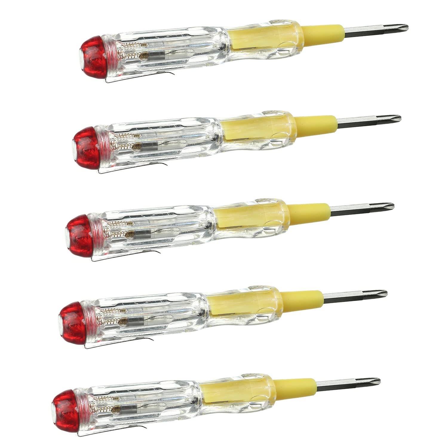 Heyiarbeit 5-Piece Voltage Tester Kit - AC/DC 100-500V Electrical Tester Pen with 3.5mm Slotted & Phillips Screwdriver Tips - Circuit Tester for Home Wiring, Outlet Testing & DIY Electrical Projects
