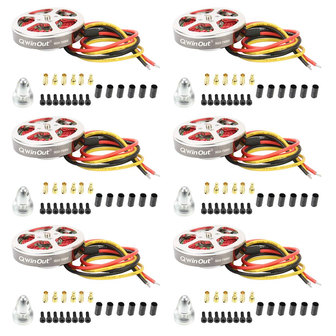 QWinOut 5010 350KV/750KV High Torque Brushless Motor for DIY RC Drone, MultiCopter, Quadcopter (750KV, 6 Pcs) - Perfect for Aerial Photography, FPV Racing, and RC Hobby Projects