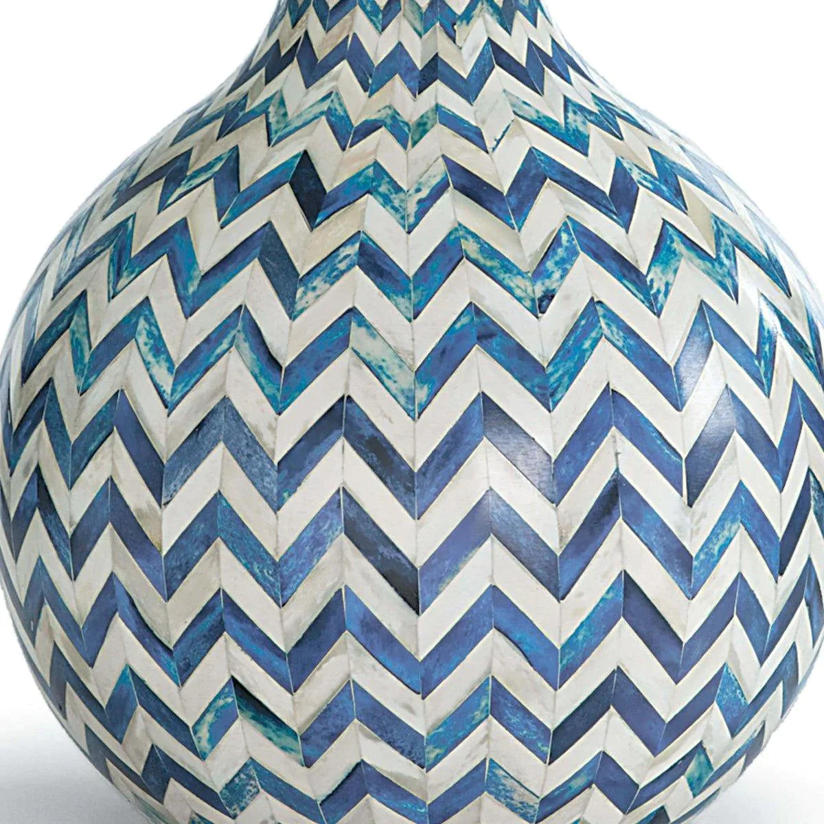 Chevron Bone Table Lamp in Indigo - Modern Nightstand & Bedside Lighting for Bedroom, Living Room, or Office Decor