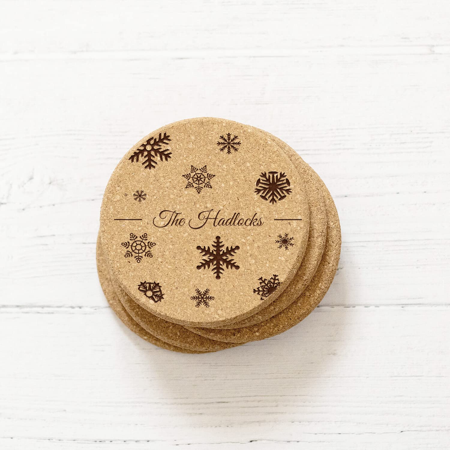 Personalized Cork Drink Coasters Set of 4 - Custom Wedding Gifts for Couples, Bridal Shower & Housewarming Presents - Unique Home Decor for Dining Table, Coffee Table & Outdoor Patio - Perfect Closing Gift for New Homeowners & Anniversary Present