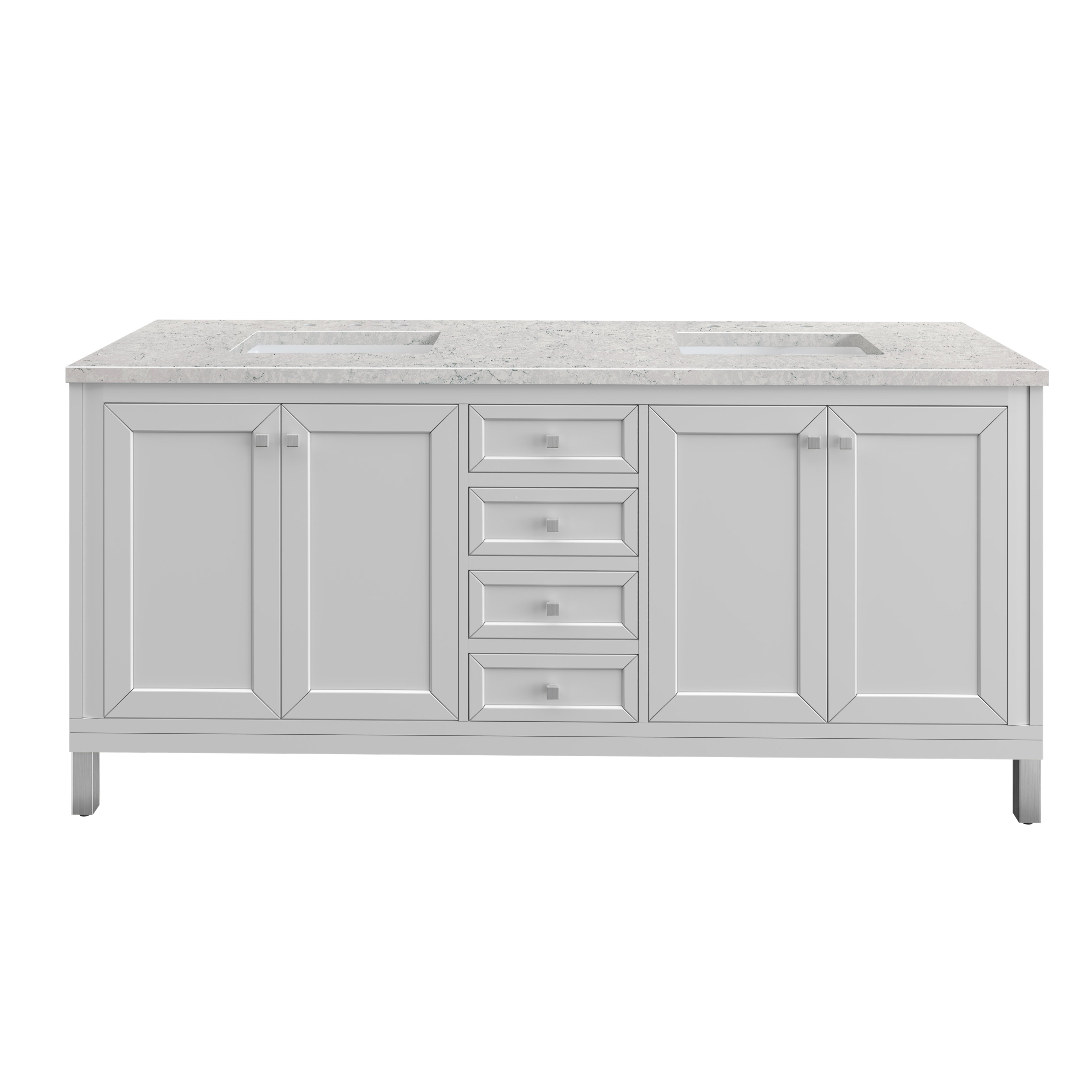 Chicago Brushed Nickel Knobs and Legs Set for V72 - Vintage Style Cabinet Hardware for Kitchen & Bathroom Remodeling