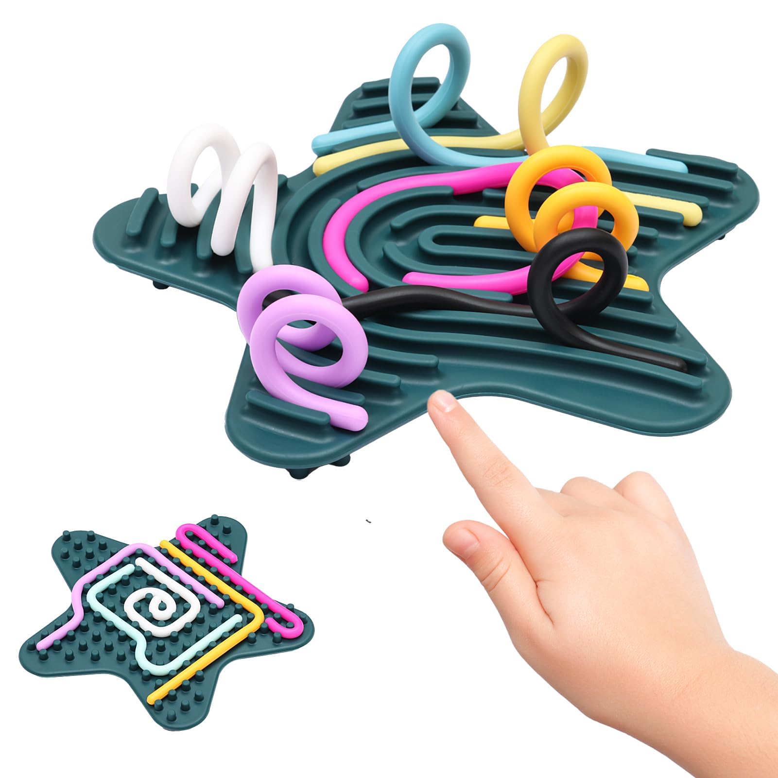 Sensory Activity Board for Kids Ages 3-9 - Montessori Fidget Toys for ADHD, Autism & Stress Relief - Quiet Travel Toys for Toddlers & Preschoolers - Educational Busy Board for Airplane & Car Rides (Green)