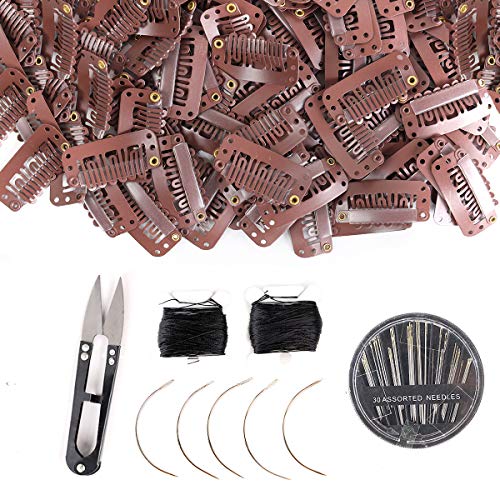80Pcs Brown Wig Clips for Hair Extensions - Secure U-Shape Snap Clips for Wigs & Weaves