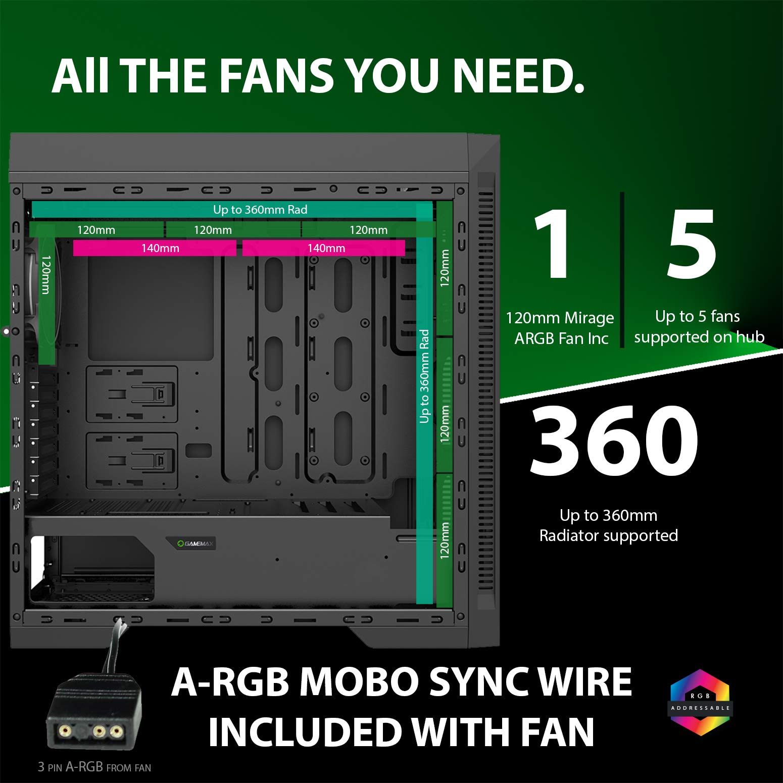 GameMax Abyss ARGB E-ATX Mid Tower PC Gaming Case - High Airflow Tempered Glass Design, RGB Lighting | Perfect for Gaming Rigs & Streaming Setups