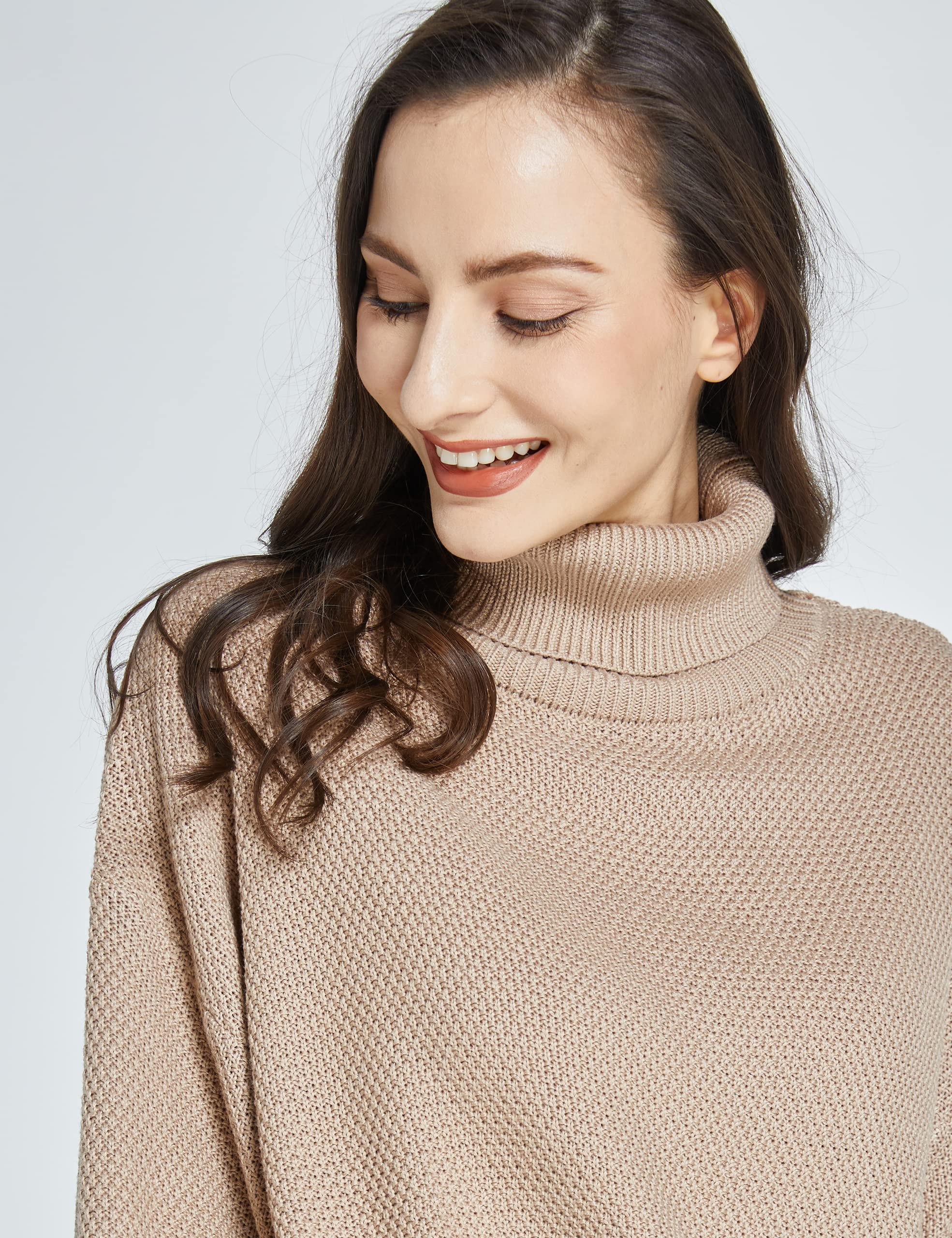 SSLR Women's Oversized Turtleneck Sweater - Drop Shoulder Pullover Knit Top with Long Lantern Sleeves | Casual Winter Wear for Cozy Outfits & Layering