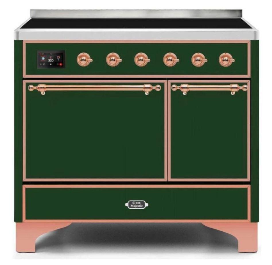 ILVE 40 Inch Majestic II Series Induction Range with 6 Burners & Dual Ovens - TFT Touch Control Display, Solid Oven Door (UMDI10QNS3) - Perfect for Home Chefs & Professional Kitchens