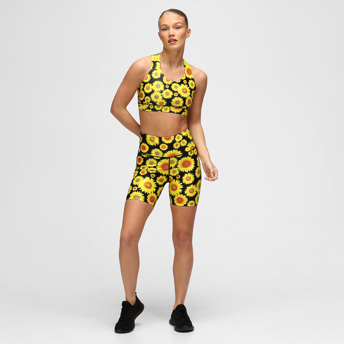Sunflower Print Running Shorts for Women - Lightweight & Breathable Workout Shorts - Perfect for Jogging, Gym & Outdoor Activities