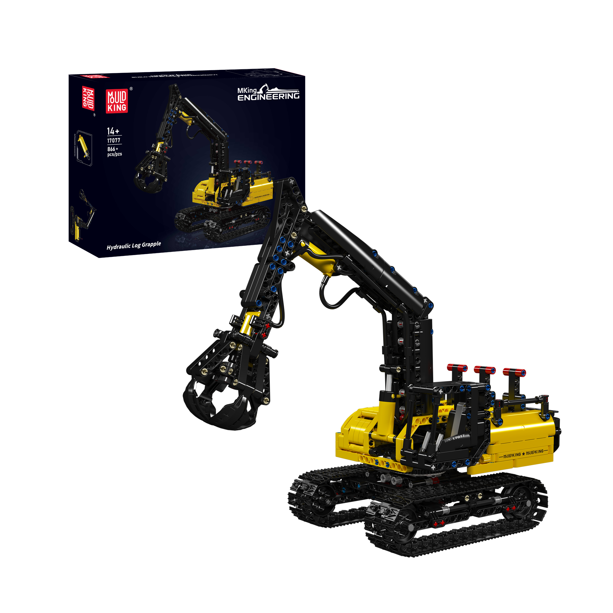 Mould King 17077 Hydraulic Log Grapple Trailer Building Set - 866 PCS STEM Construction Toy for Kids & Adults | Perfect for DIY Projects, Engineering Education & Creative Play
