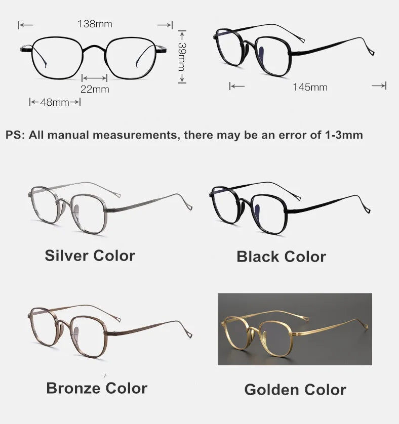 Aimee Women's Full Rim Square Titanium Eyeglasses Frame 65114 - Lightweight Durable Glasses for Work, Reading & Fashion Accessories