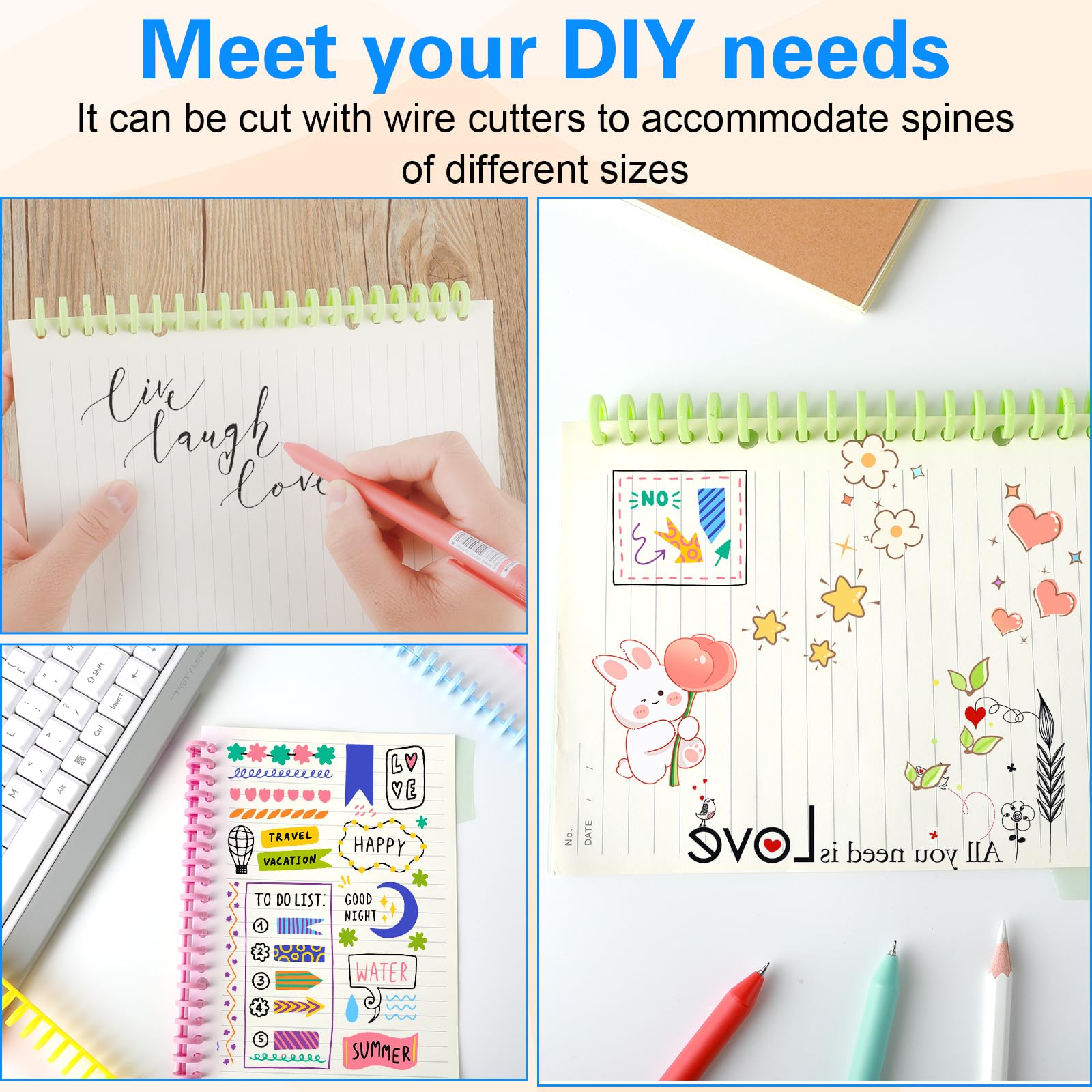 10Pcs Plastic Comb Binding Spines - 2/5 Inch Diameter 30-Ring Spiral Book Binders for Documents (5 Colors) | Easy to Open & Close, Add/Remove Pages | Perfect for Student, Teacher & Office Files, Presentations & DIY Projects