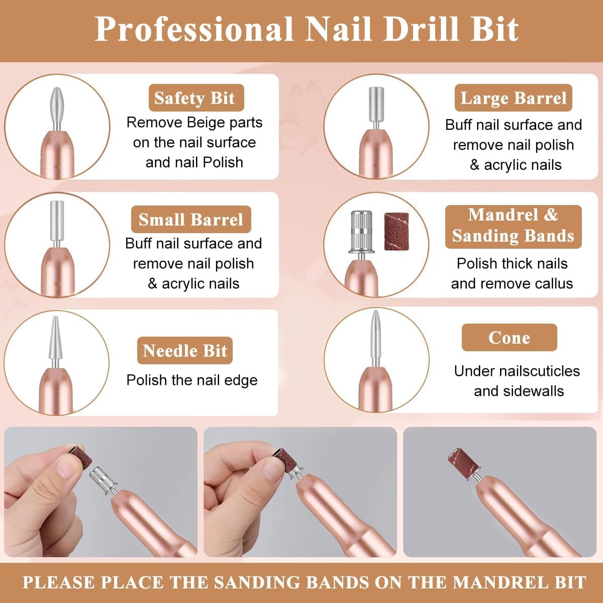 GOODIEBOX Professional Electric Nail Drill Kit - Manicure & Pedicure Machine with 6 Drill Bits & Sanding Paper | Salon-Grade Nail File Polisher for Home & Professional Use | Perfect for DIY Nail Care, Acrylics & Gel Extensions