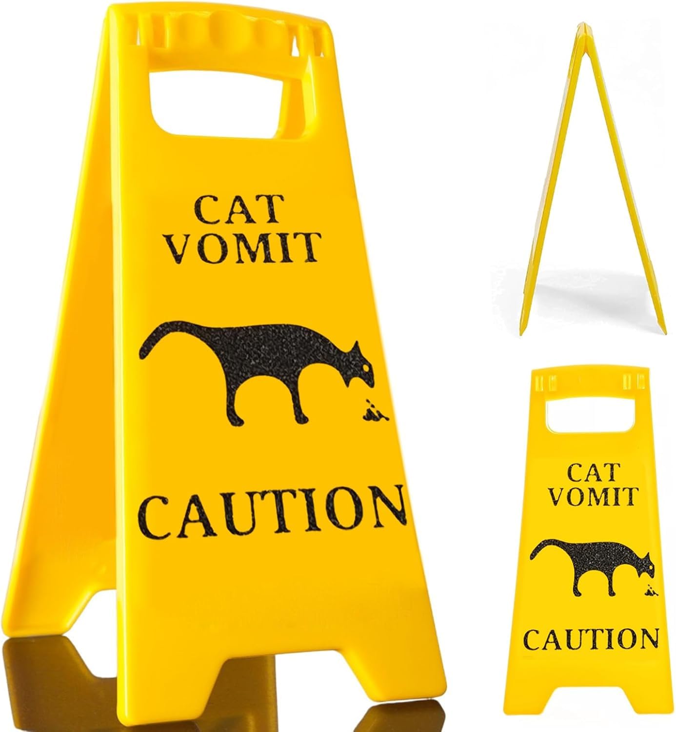 Funny Cat & Dog Vomit Warning Sign - 4 Inch Novelty Gag Caution Decor for Pet Lovers - Perfect for Home, Office, or Vet Clinic Humor - Wet Floor Vomit Sign for Cat & Dog Owners (1 Piece)