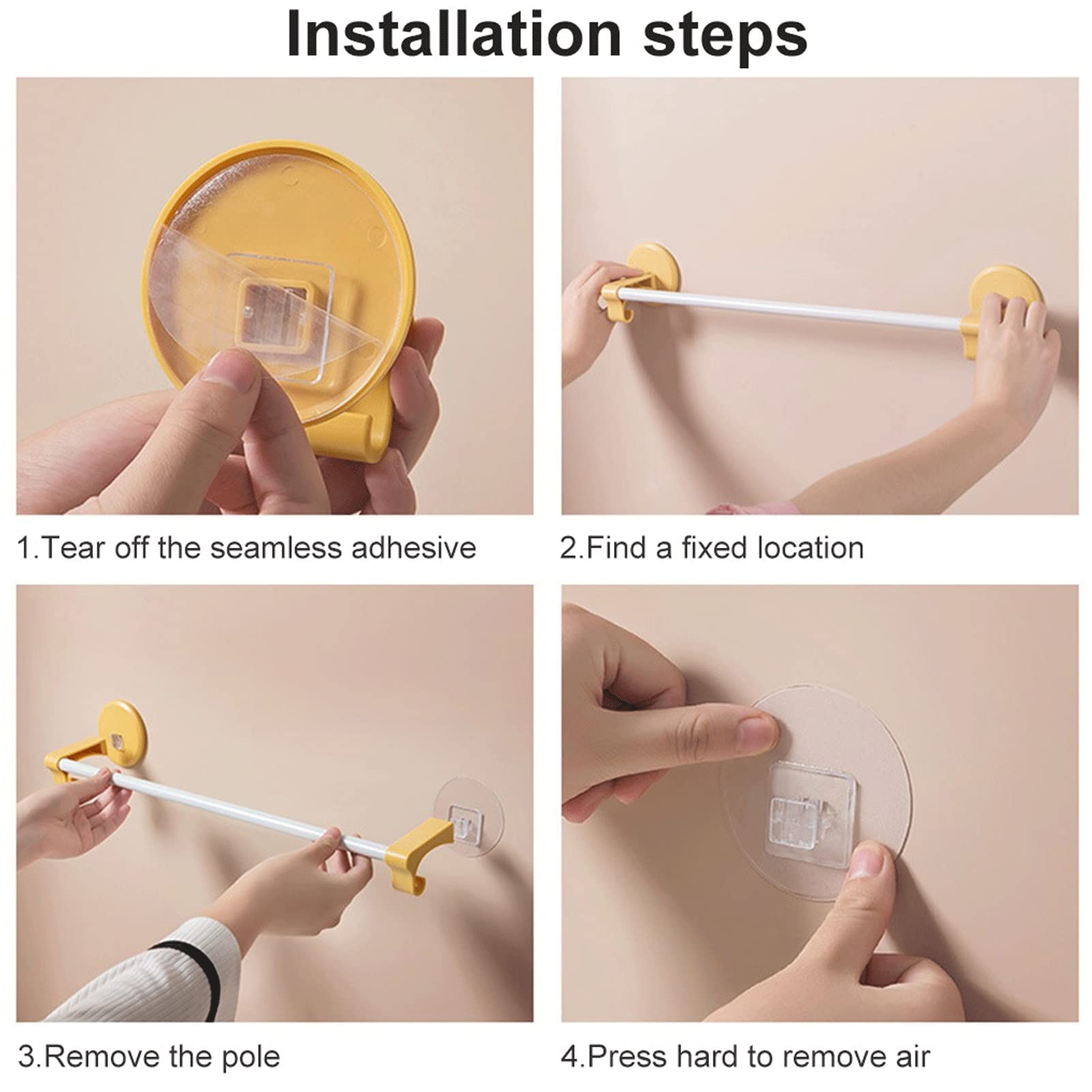 2Pcs Durable Plastic Kitchen Towel Rack with Shelf, Non-Perforated Bathroom Towel Bar, Space-Saving Organizer for Kitchen and Bathroom Storage
