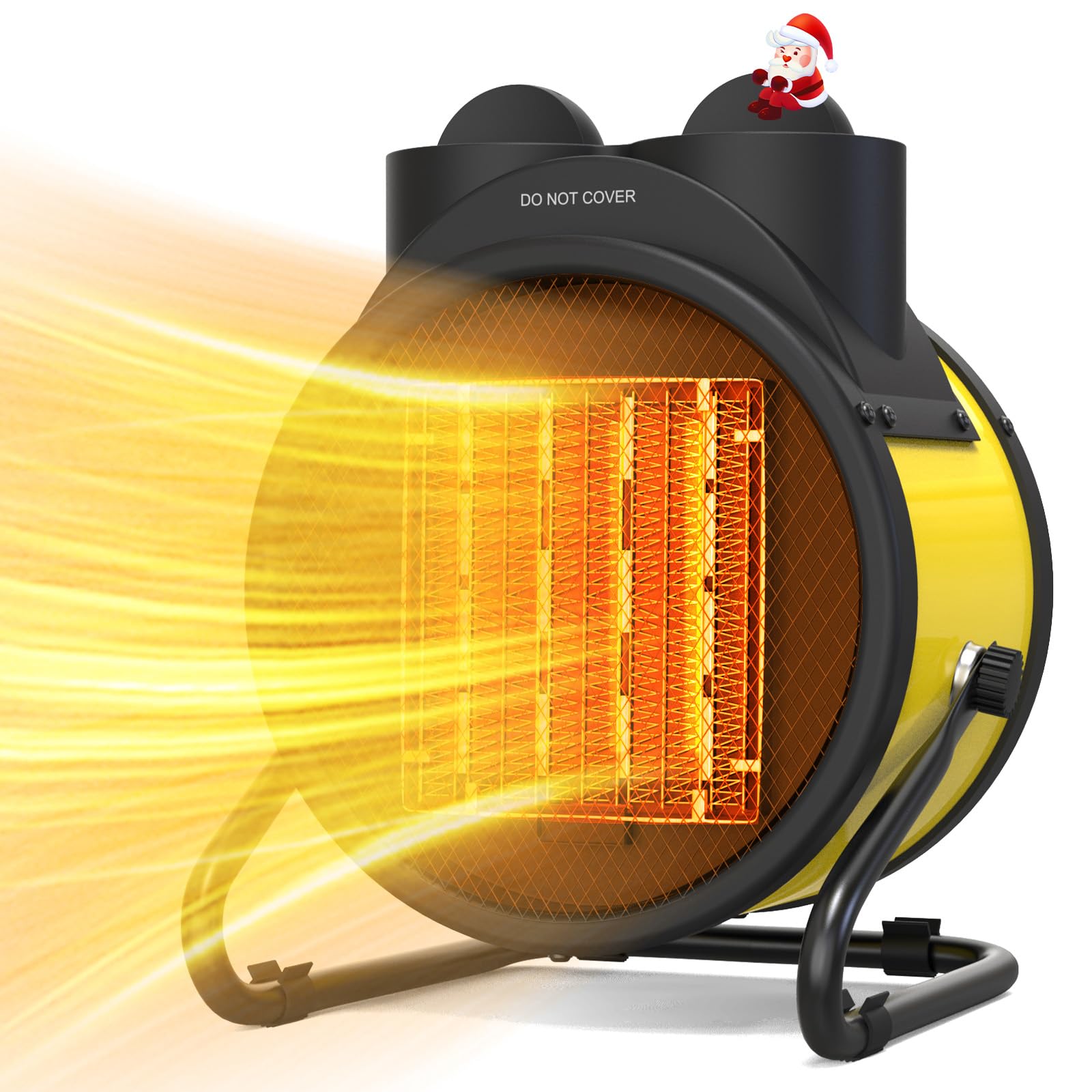Buyplus 1500W Portable Outdoor Heater - Adjustable 90° Angle, Fast 2S Heating & Overheat Protection - Electric Space Heater for Patio, Garage, Bedroom, Office - Perfect for Winter Warmth & Indoor/Outdoor Use (Yellow)