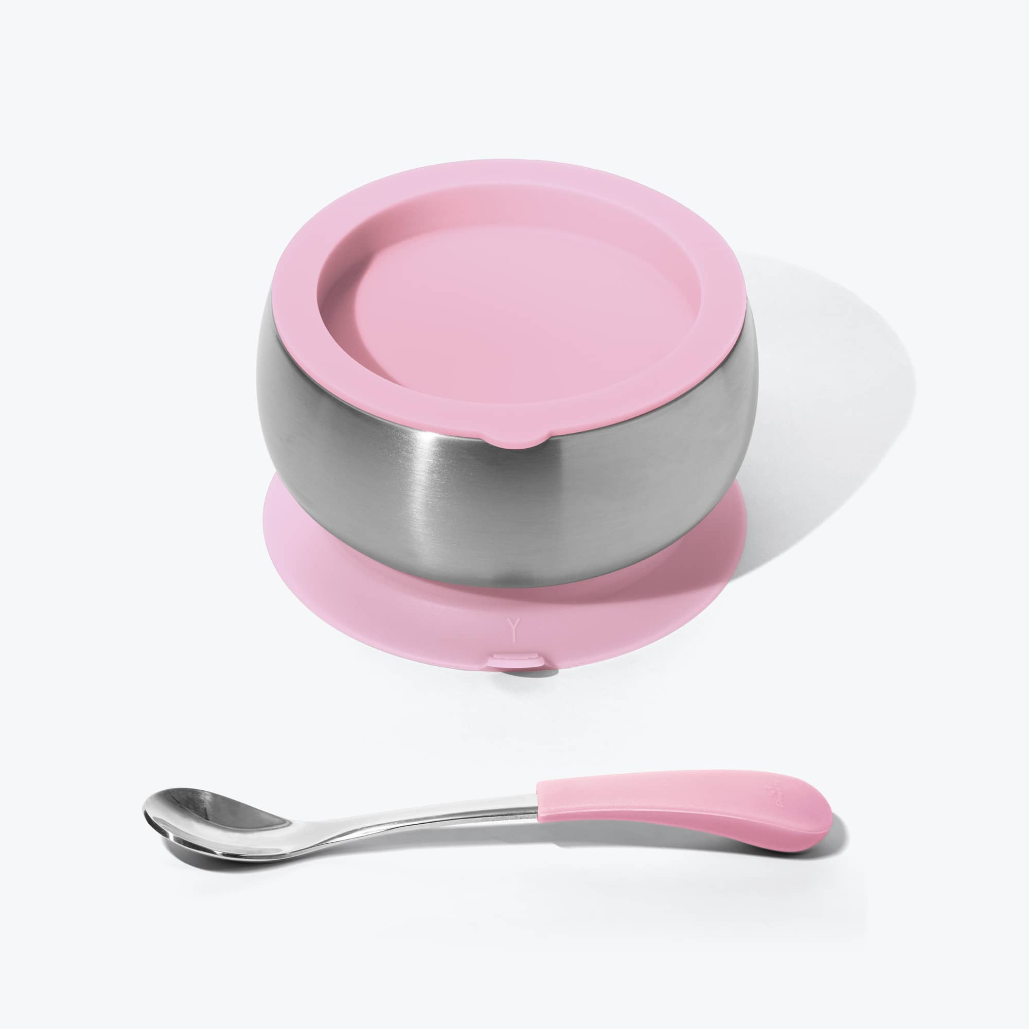 Avanchy Stainless Steel Baby Bowl with Spoon Set - BPA Free, Leak Proof, Airtight Lid - Perfect for Baby Food, Snacks & Travel - Pink