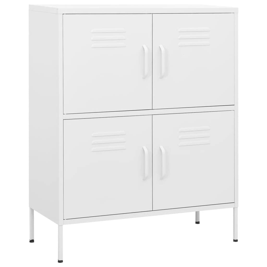vidaXL White Steel Storage Cabinet - Freestanding File Cabinet with Shelves for Home & Office Organization | Industrial Style Filing Storage Solution for Documents, Supplies & Office Essentials