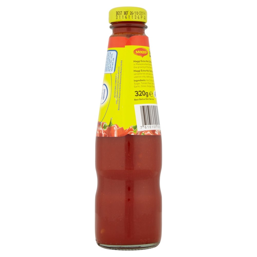 Maggi Chilli Sauce Extra Hot 320g (Pack of 6) - Spicy Chili Sauce for Cooking, Dipping & Asian Cuisine - Perfect for Noodles, Stir Fry & BBQ