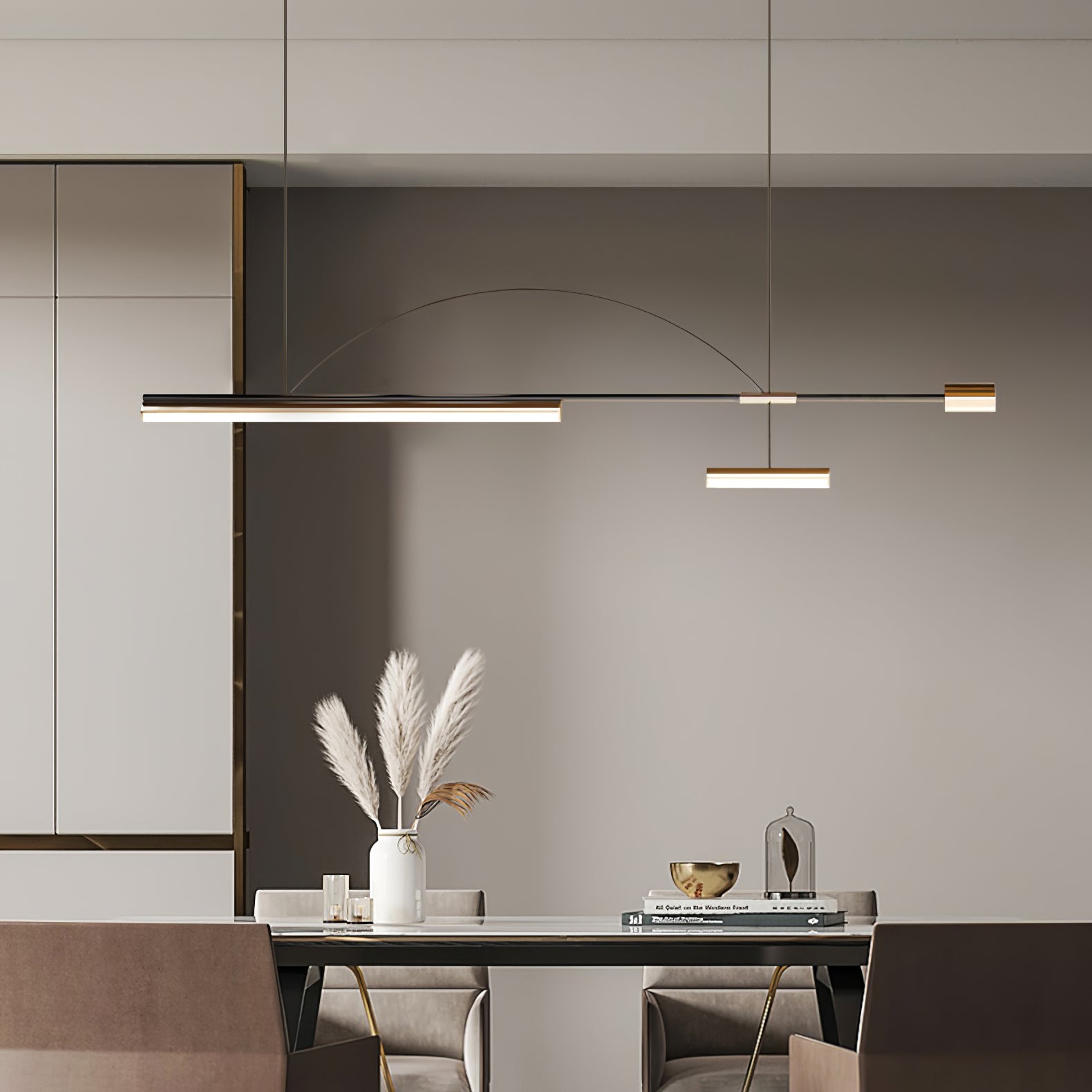 Arc Horizon Island Pendant Light - Modern Glass Hanging Light Fixture for Kitchen Island, Dining Room & Living Room Lighting - Perfect for Home Decor & Interior Design