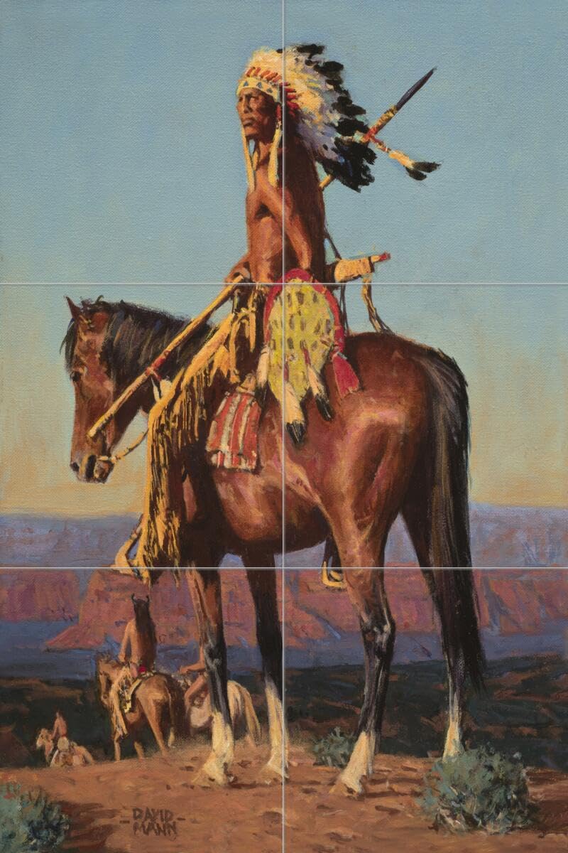 Ceramic Backsplash Tile Mural - Native American Indian Inspired Kitchen & Bathroom Decor - Red Rock Sundown Design by David Mann - Perfect for Southwestern Style Home Renovations